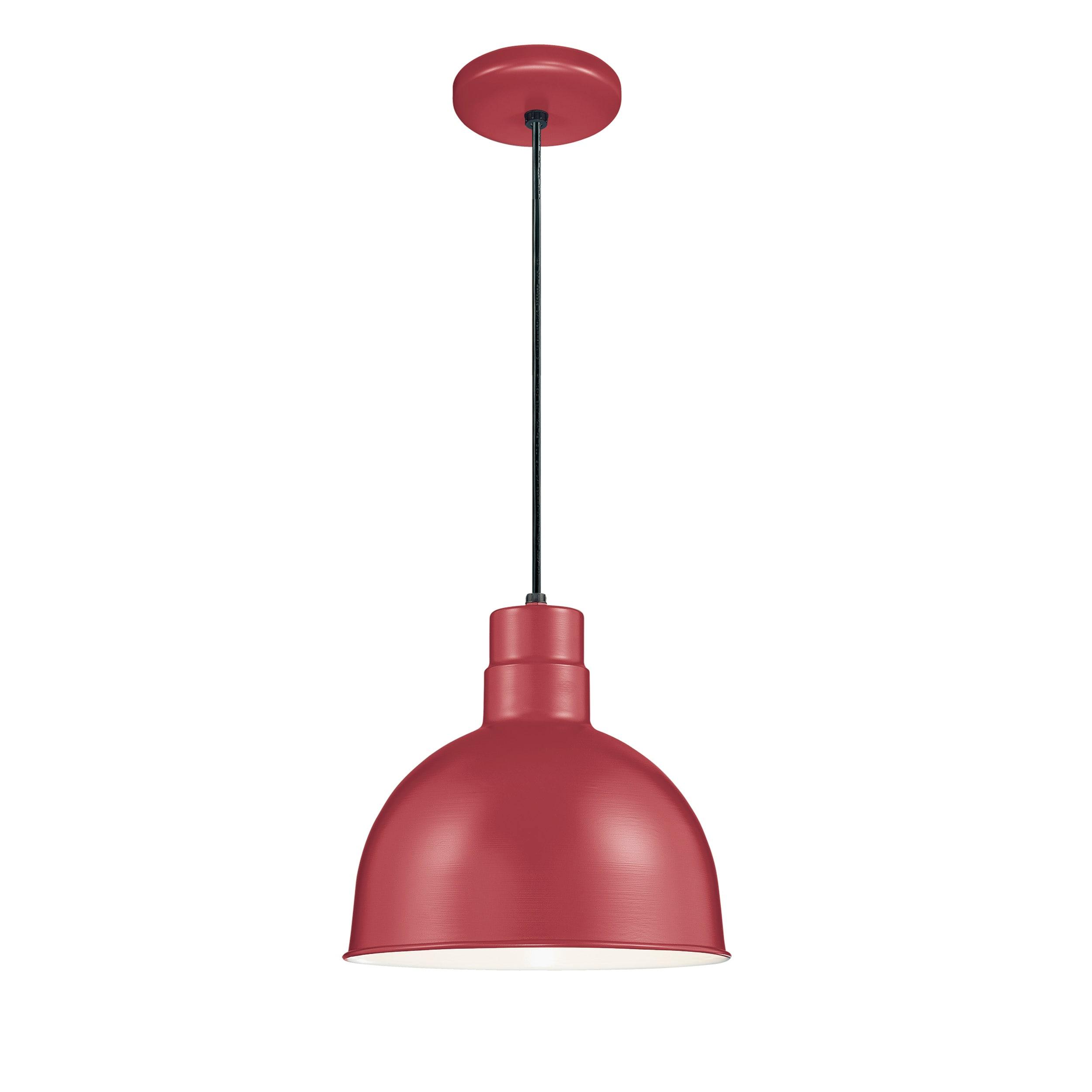 Satin Red Glass Indoor/Outdoor Bowl Pendant Light