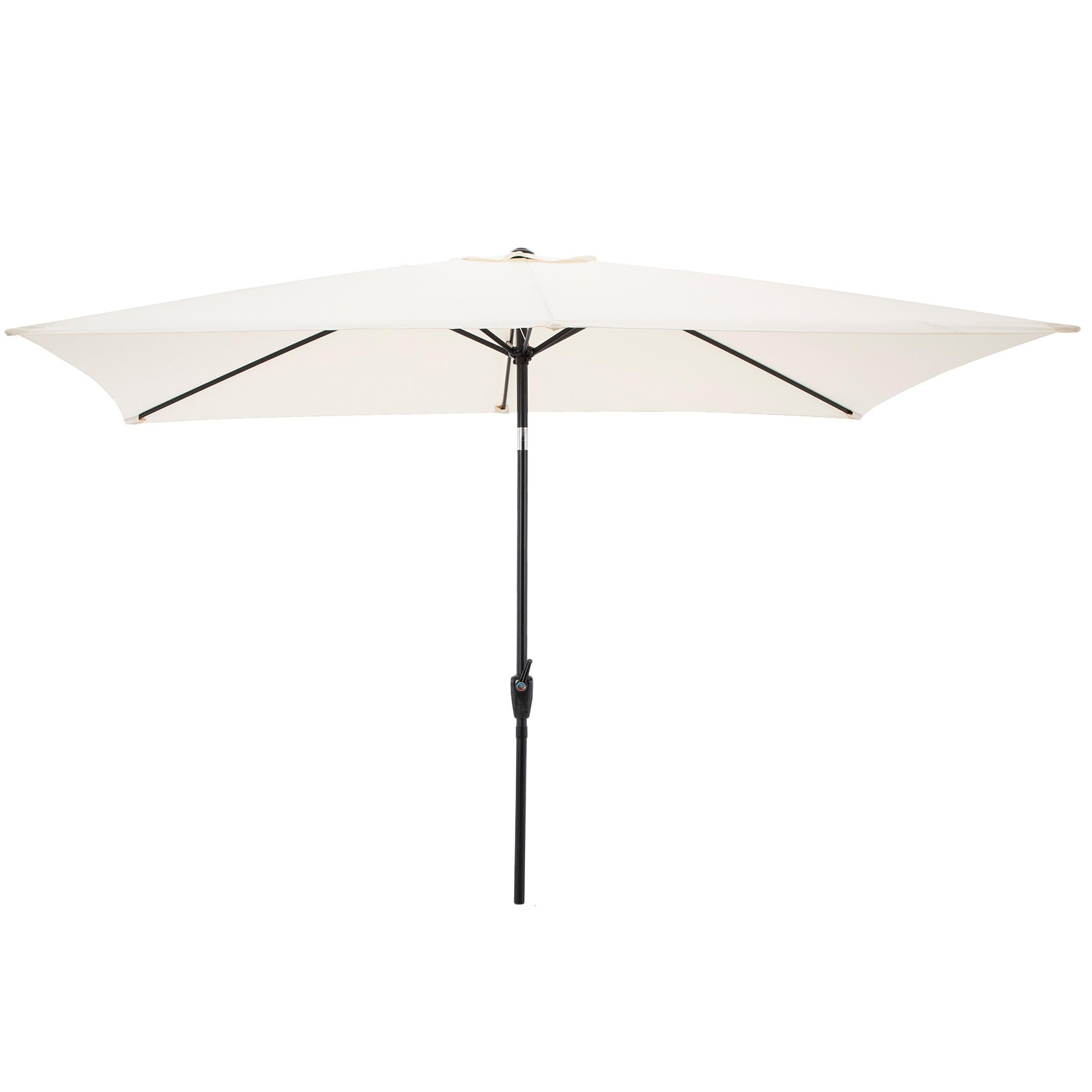 Rectangular Patio Umbrella - 10 Ft Easy Crank Sun Shade with Push Button Tilt for Outdoor Furniture, Deck, Backyard, or Pool by Pure Garden (Beige)