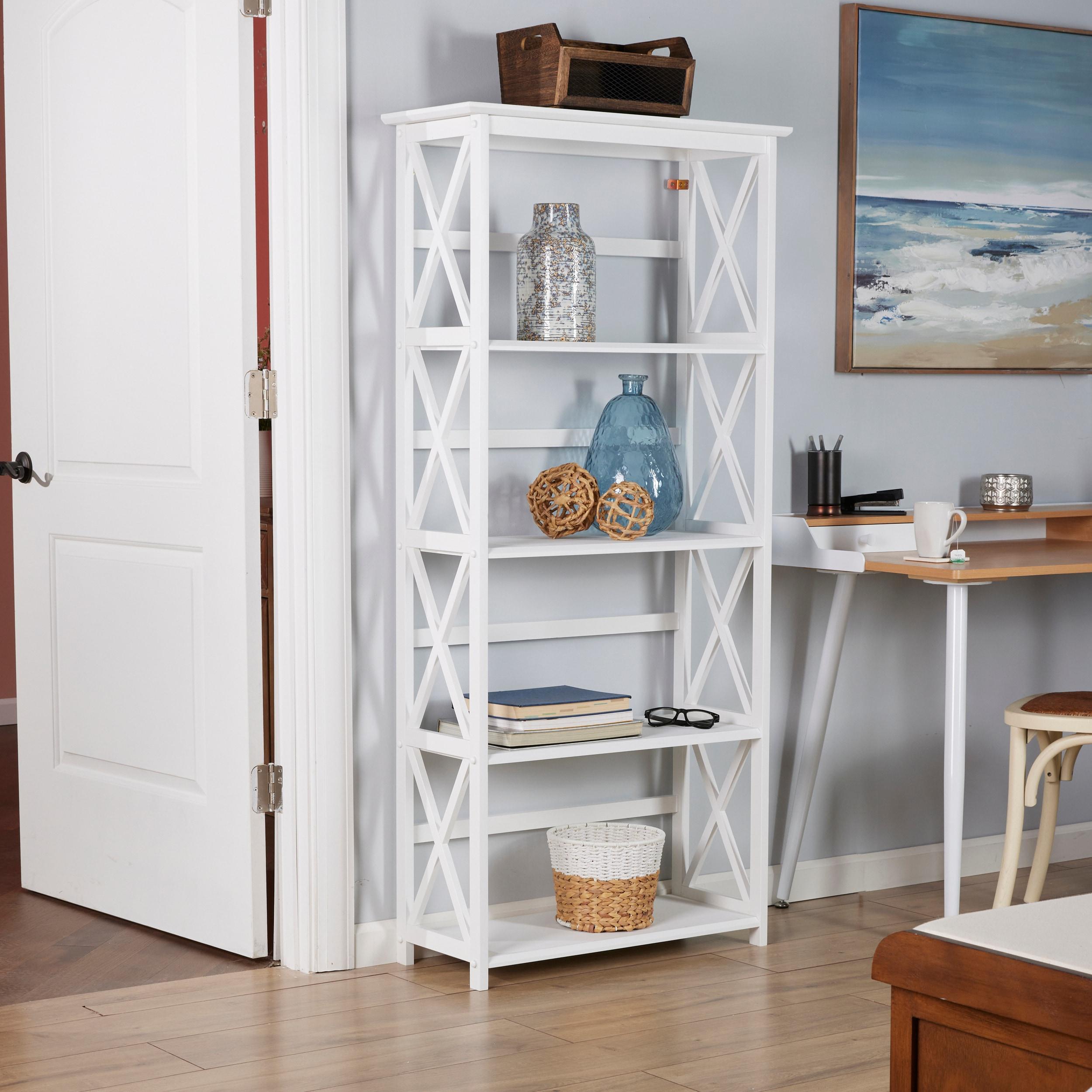 Casual Home Montego Shelf Bookcase-Color:White,Size:5-Shelf