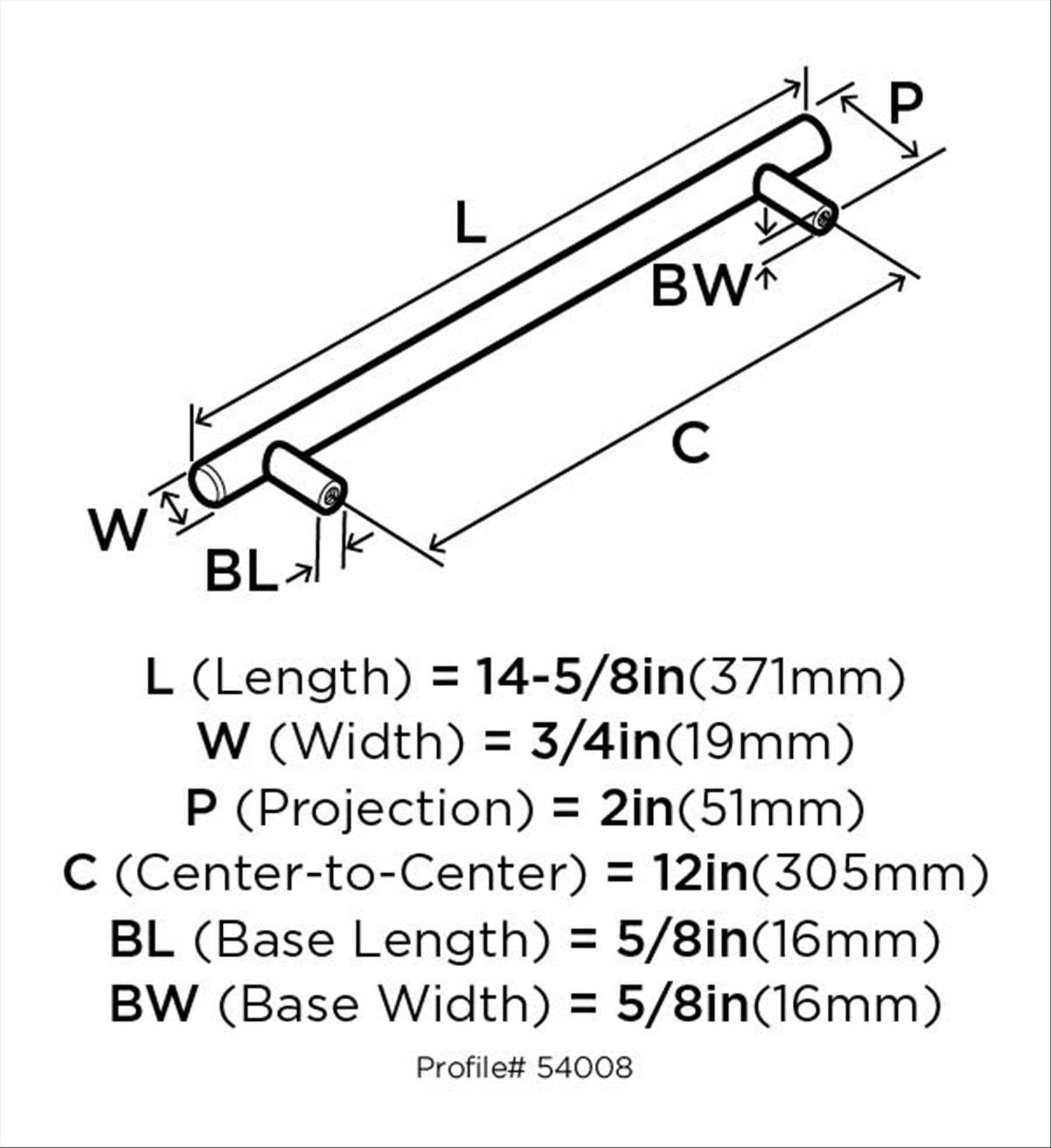 Amerock Bar Pulls 12 inch (305mm) Center-to-Center Black Bronze Appliance Pull