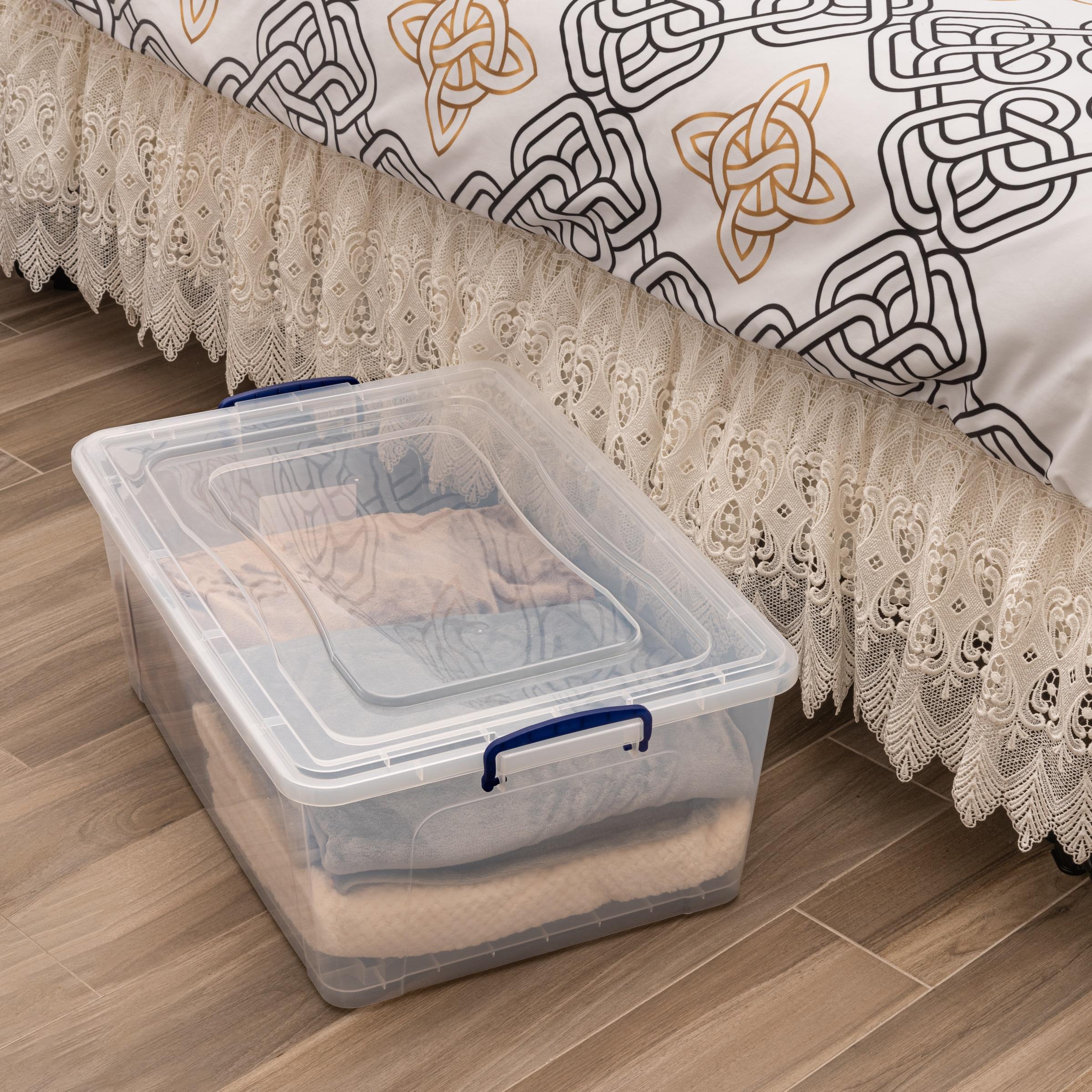 Clear Plastic Stackable Storage Box with Snap Lid, 44 Quart