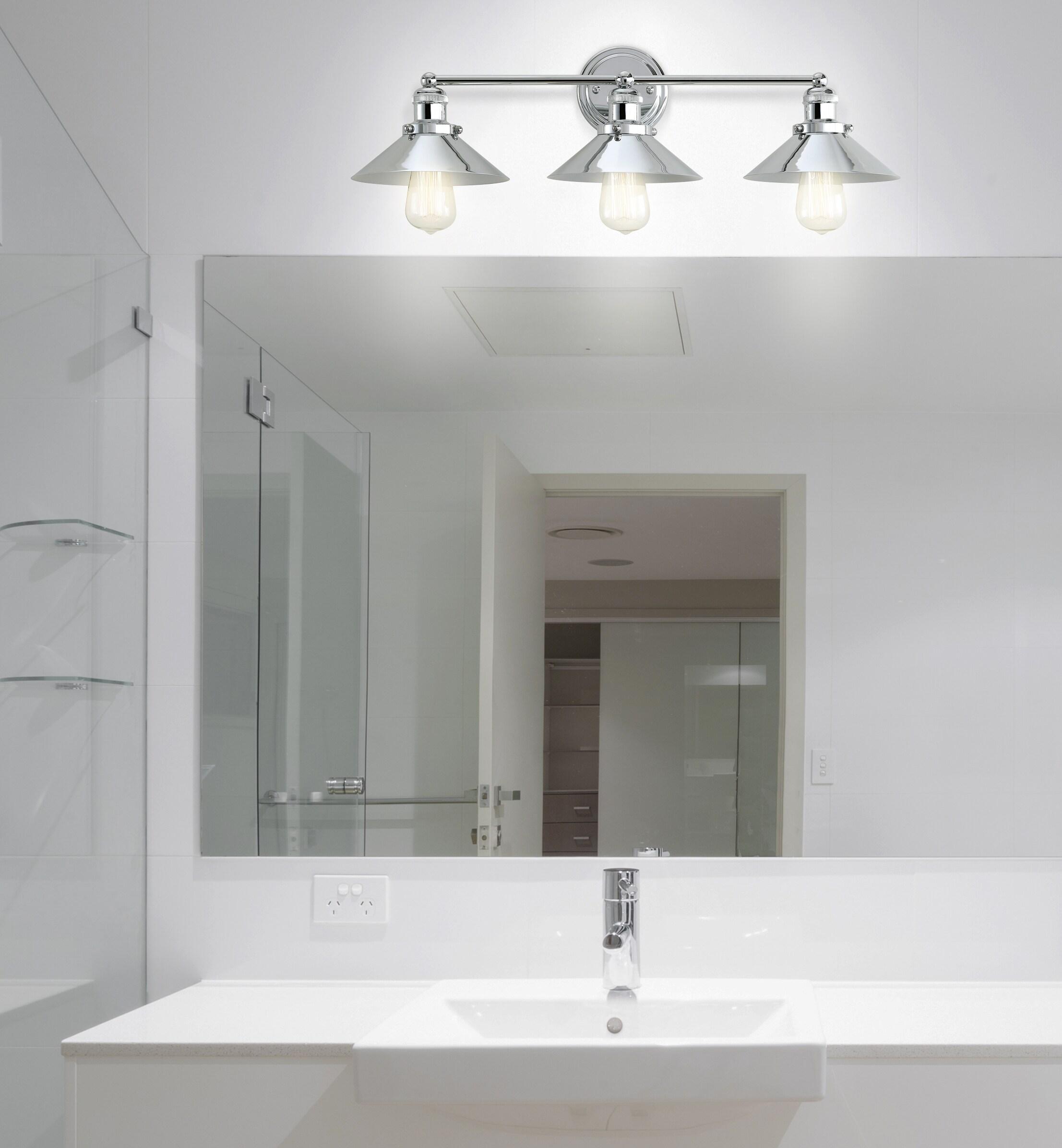 June 26.5 in. 3-Light Metal Chrome Vanity Light