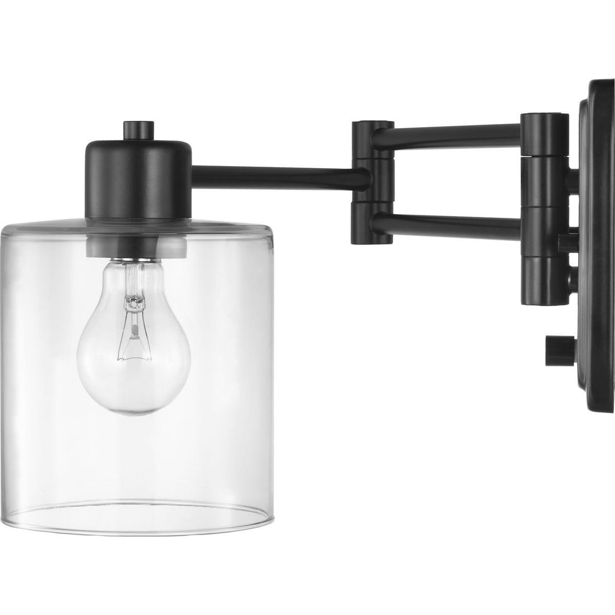 Progress Lighting Milner 1-Light Wall Bracket, Black, Clear Glass Shade