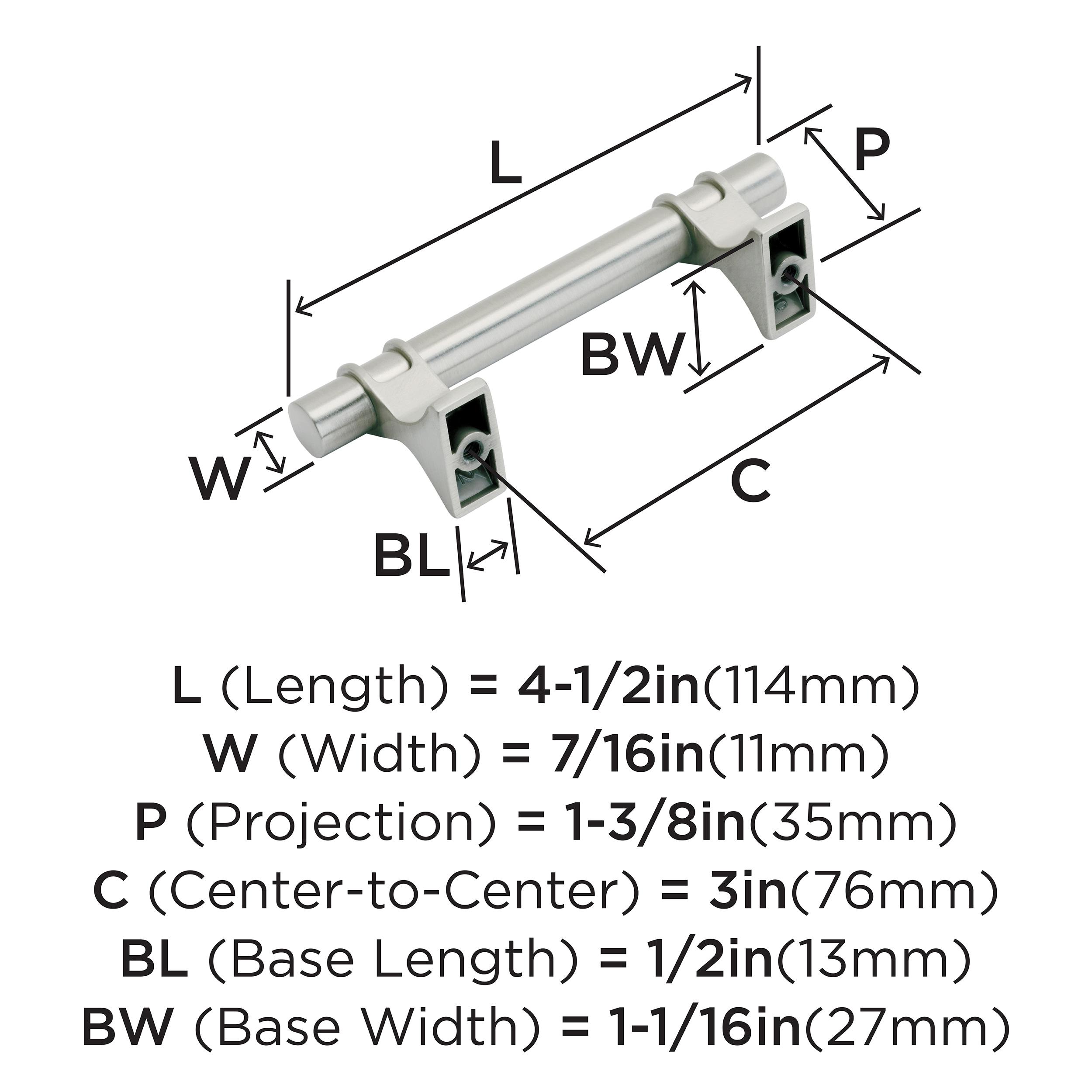 Amerock Davenport 3 inch (76mm) Center-to-Center Satin Nickel Cabinet Pull