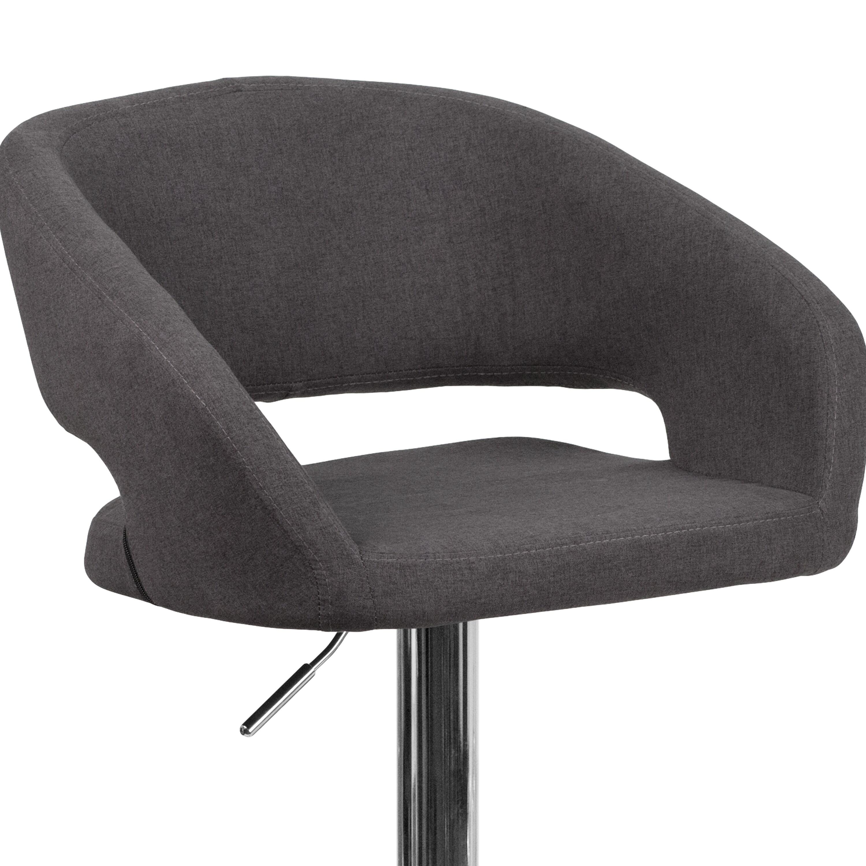 Flash Furniture Contemporary Charcoal Fabric Adjustable Height Barstool with Rounded Mid-Back and Chrome Base