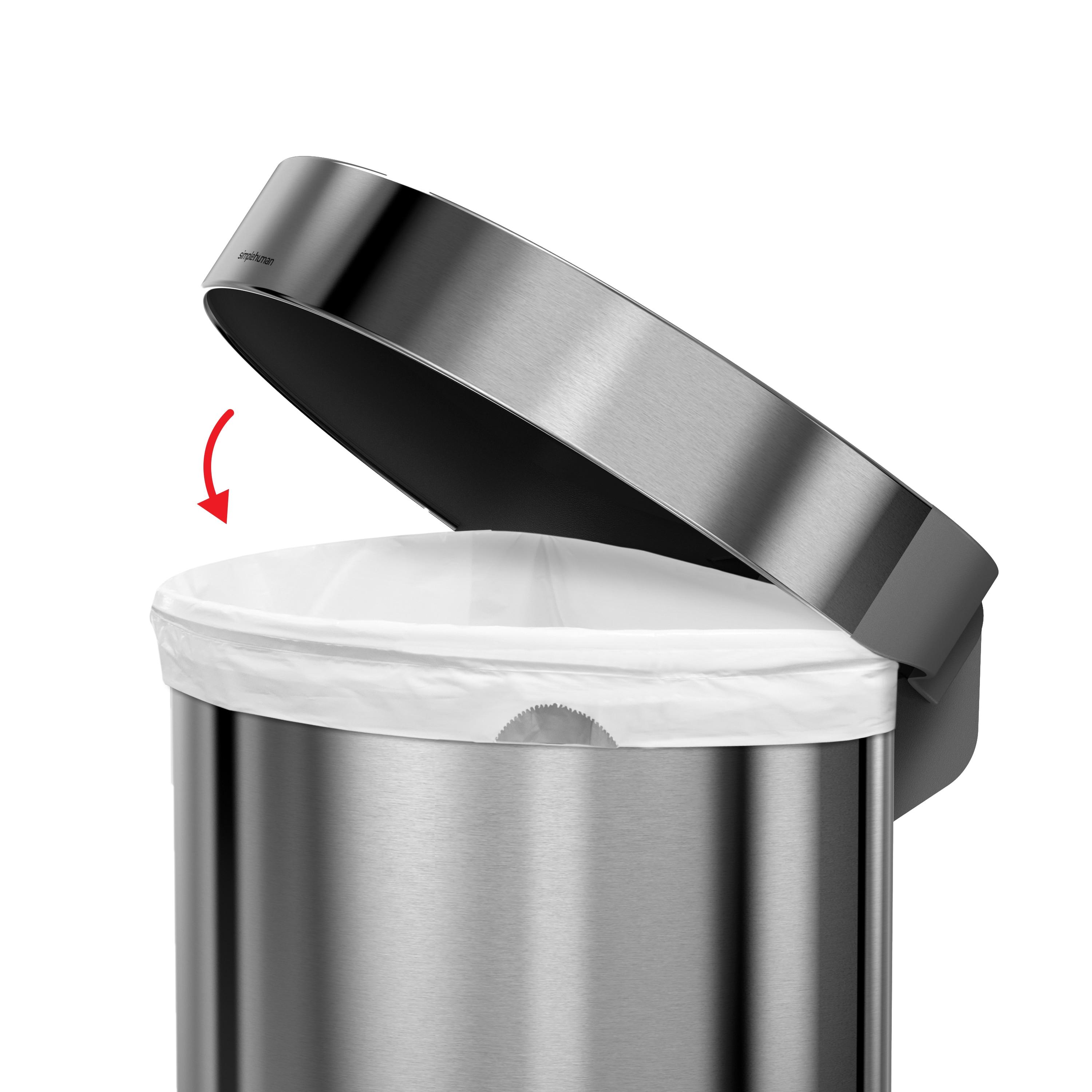 simplehuman Semi-Round Hands-Free Kitchen Step Trash Can with Soft-Close Lid