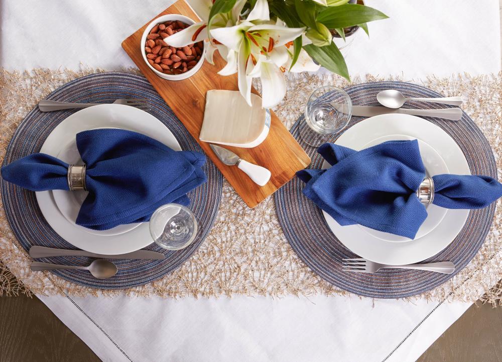 DII Variegated Placemat Set 6 Piece, Blue, 15" Dia