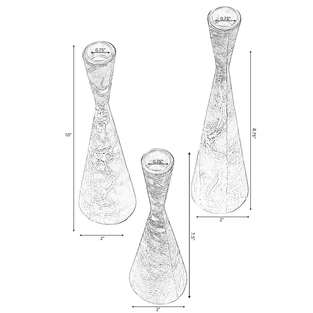 Ivy Bronx Marble Resin Candle Holders - 3 Set Taper Candlesticks for Home Decor, Gray