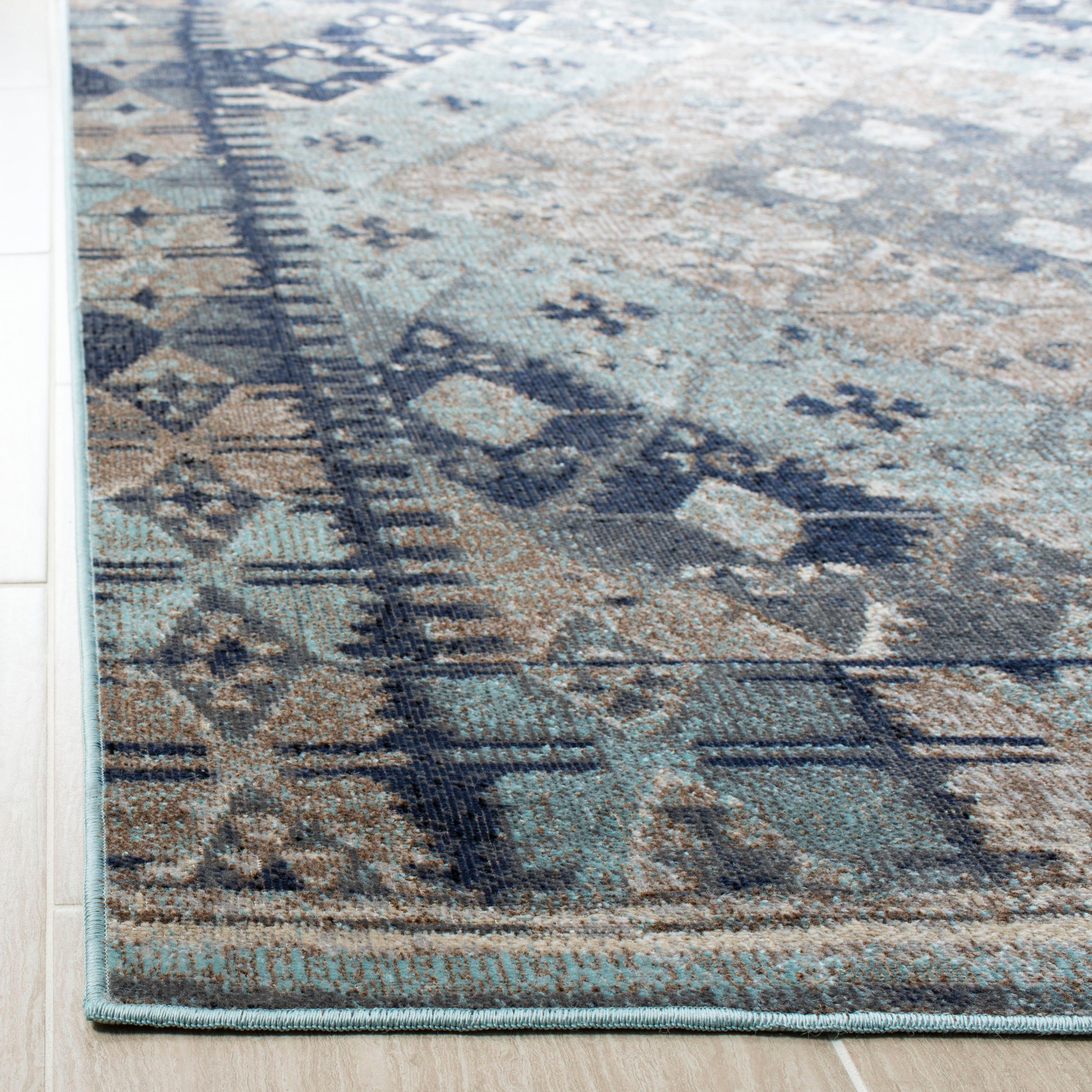 SAFAVIEH Outdoor MTG236K Montage Collection Blue / Grey Rug