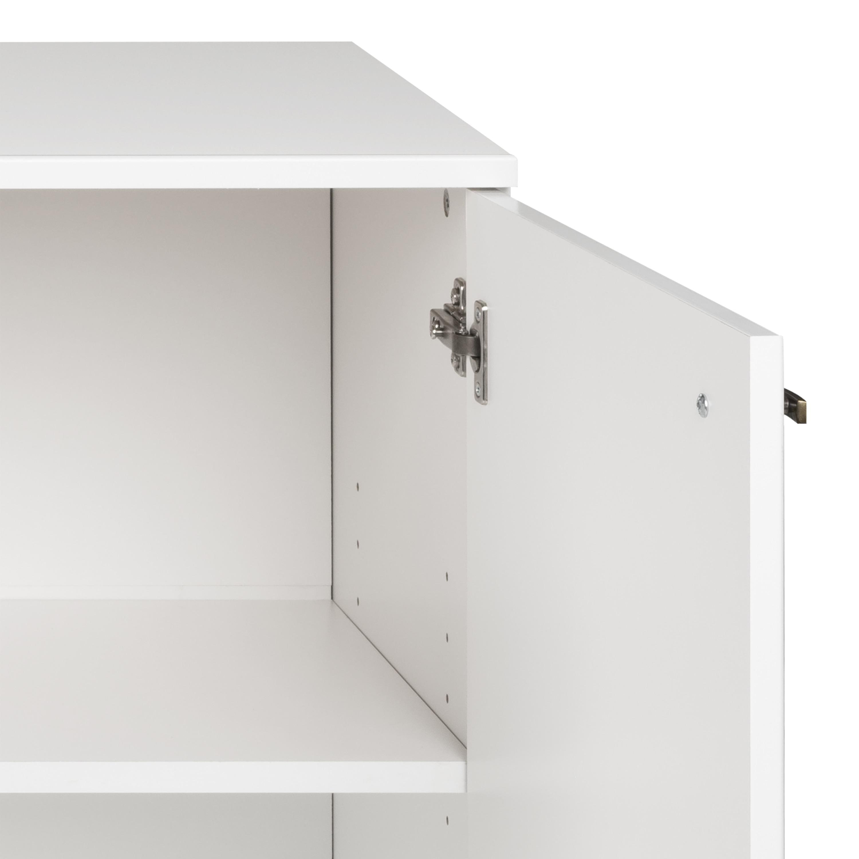 Milo Mid-Century Modern 4 Door Buffet Server White - Prepac: Laminated Storage Cabinet, CARB Certified