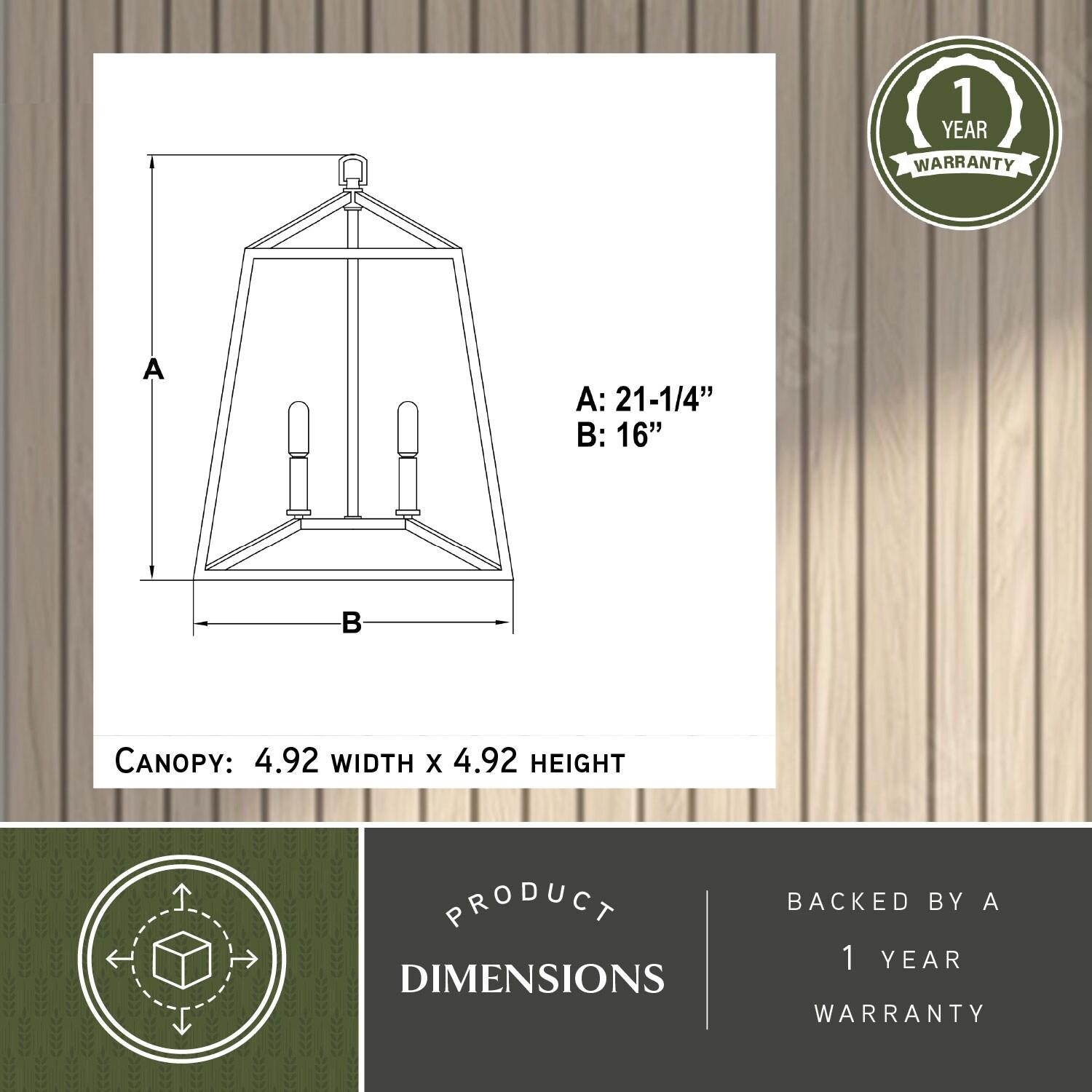 VAXCEL Hayes Black Farmhouse Mini Pendant Cage Lantern Ceiling Light, 16 inch