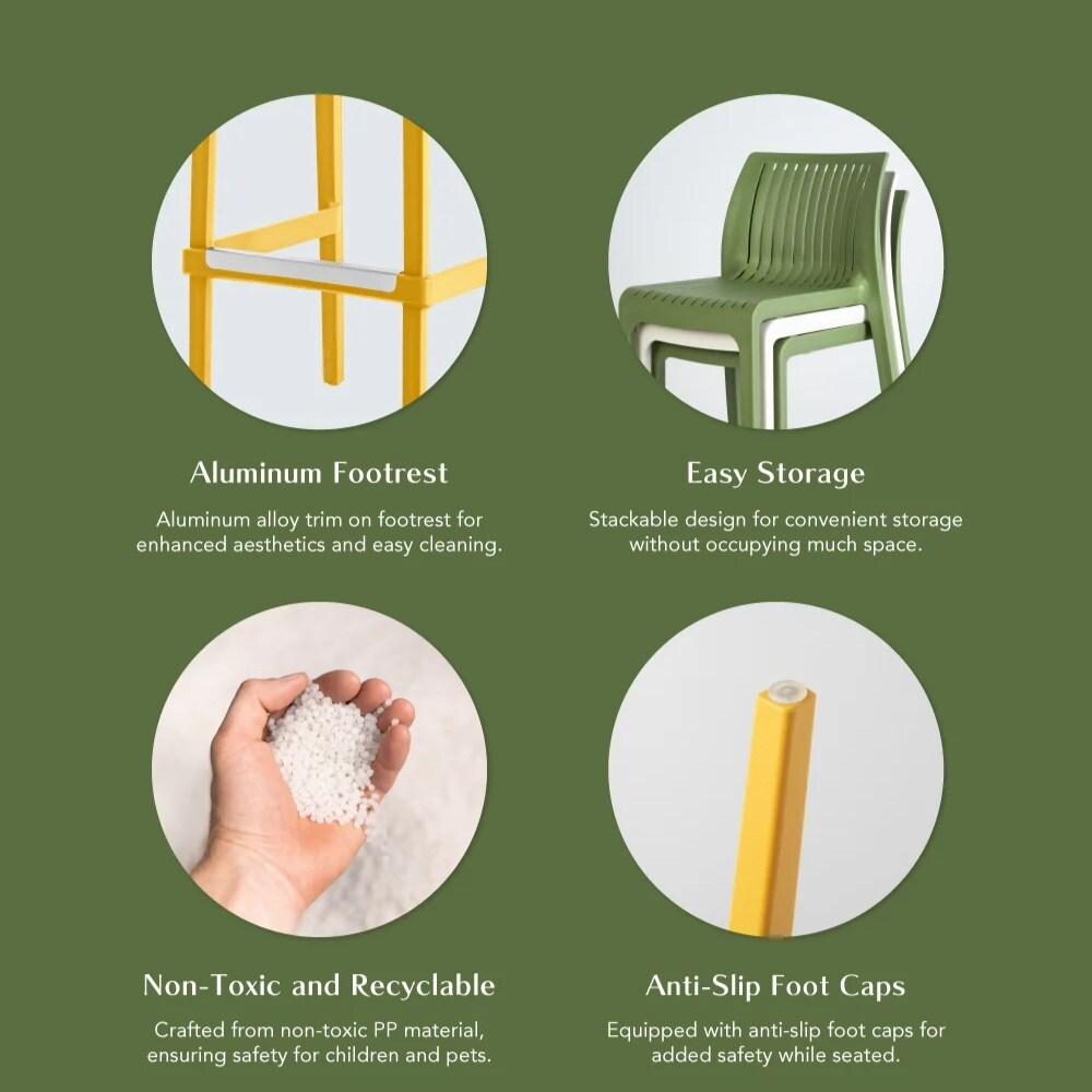 Lagoon Milos Resin Stackable Bar Stool Set of 2