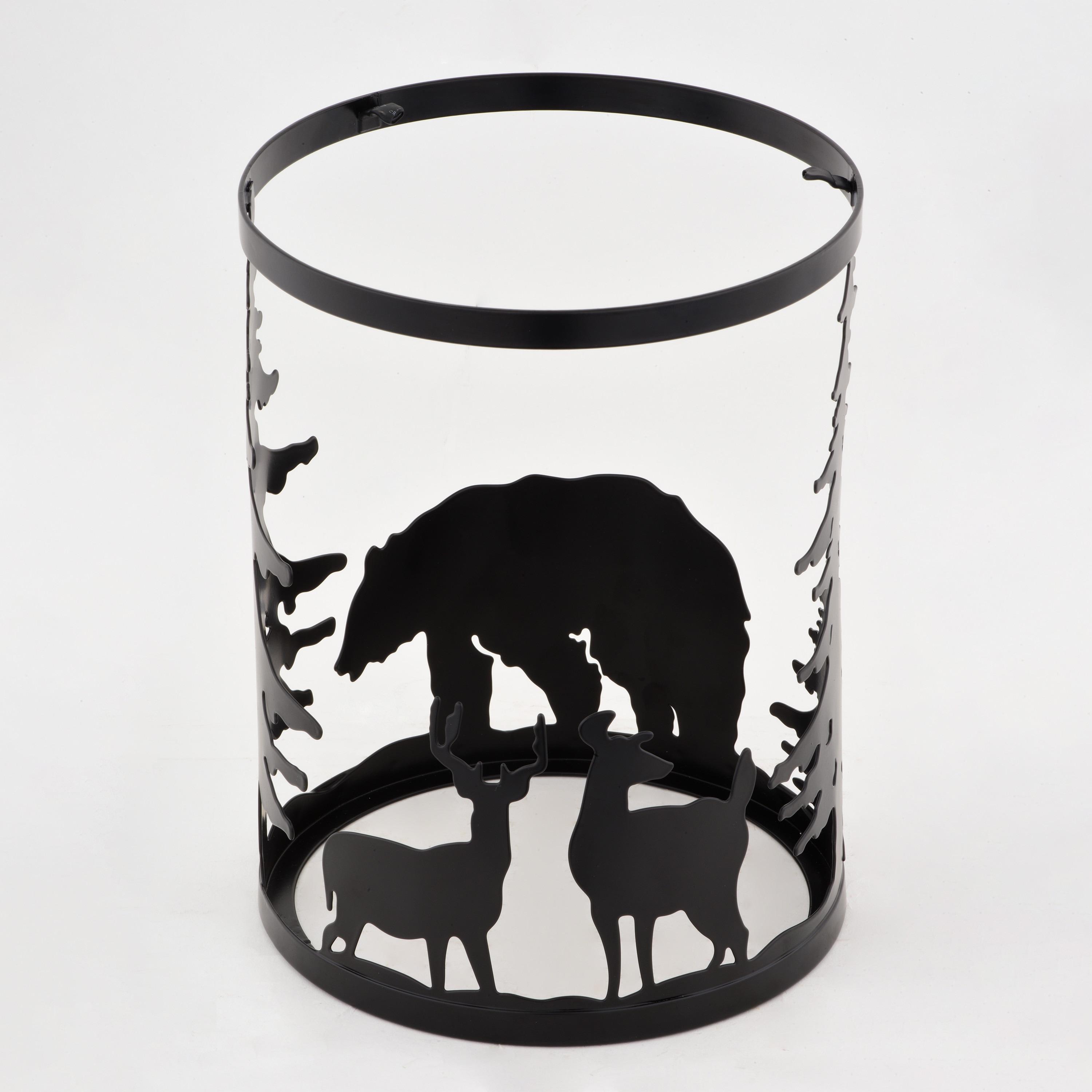 VAXCEL Acadia 3L Bronze Rustic Linear Chandelier Island Pendant Light Fixture Bear and Tree