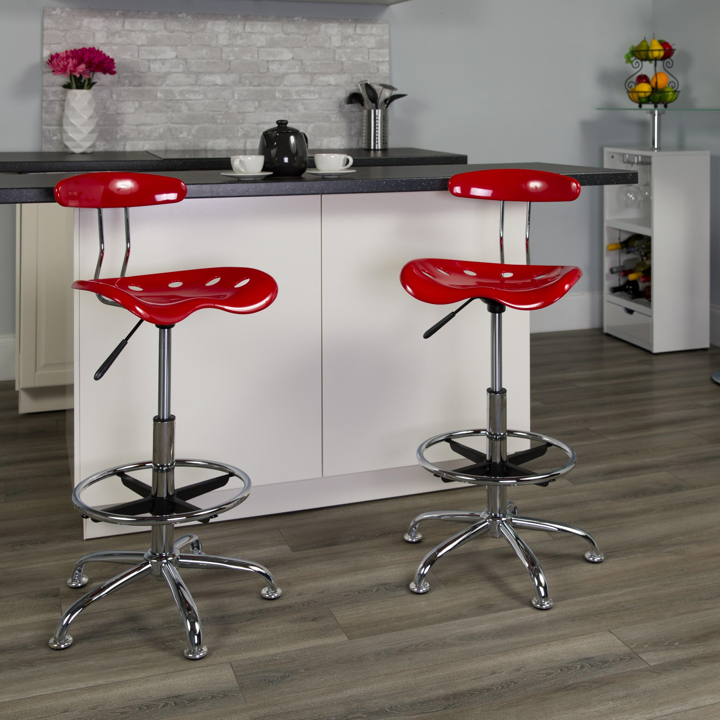 Monroe Vibrant Chrome Drafting Stool with Tractor Seat