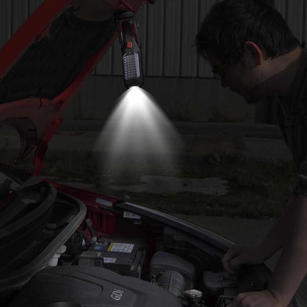 Fleming Supply 200 Lumen Dual-Beam LED Flashlight With Magnetic Swivel Base and Hanging Hook