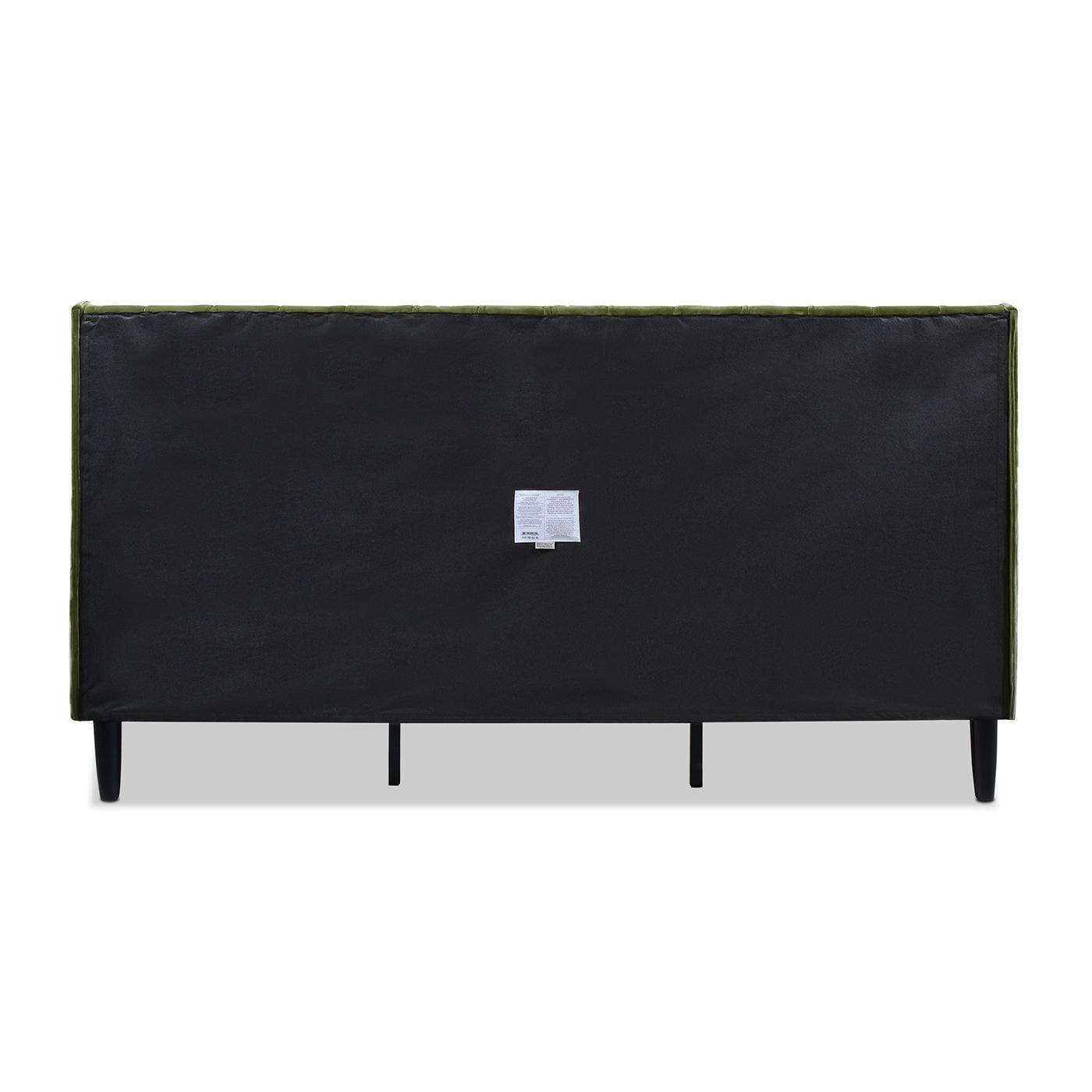Aspen Vertical Tufted Headboard Platform Bed Set King Olive Green Velvet