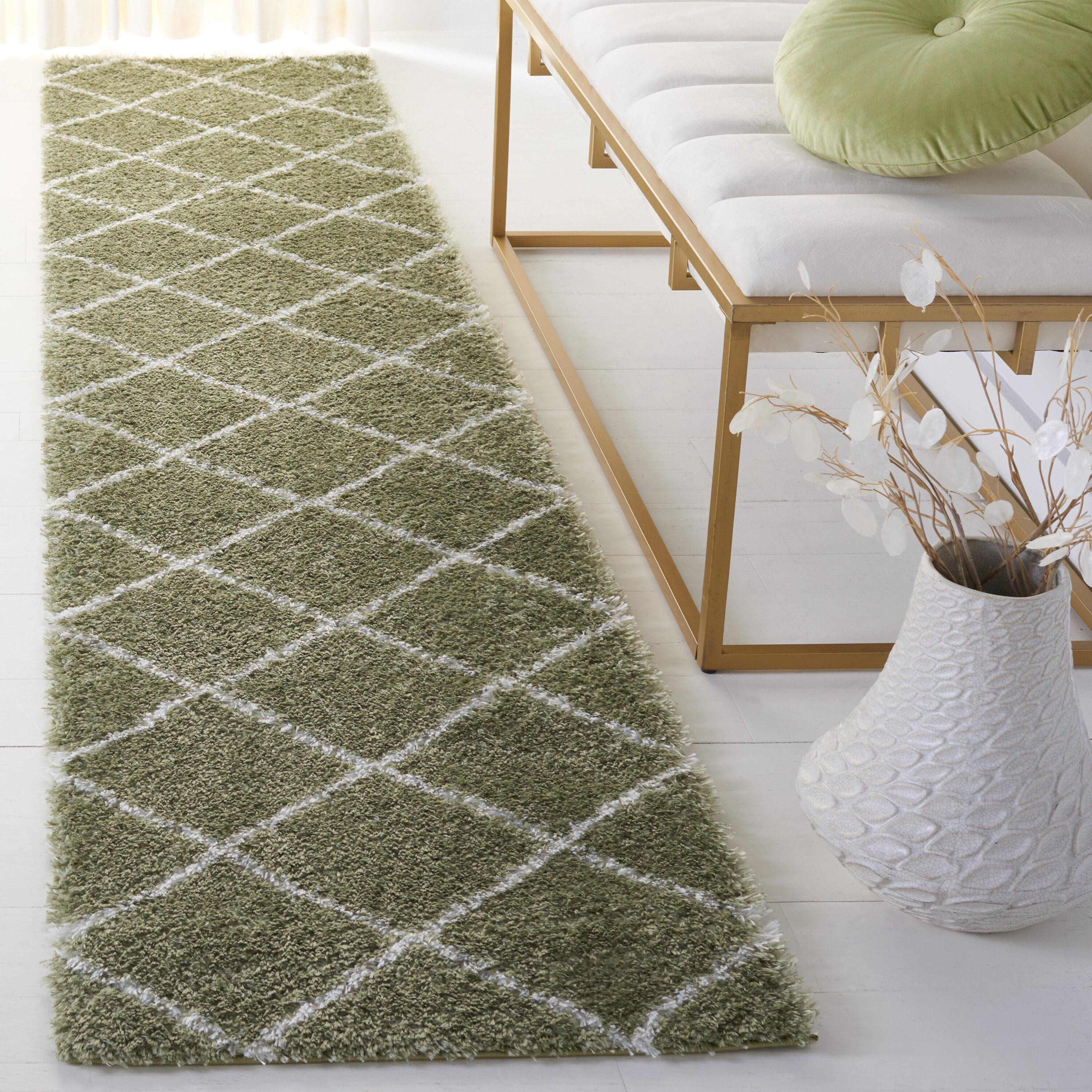 Tahoe Shag THO676 Power Loomed Runner Rug - Sage/White - 2'x9' - Safavieh.