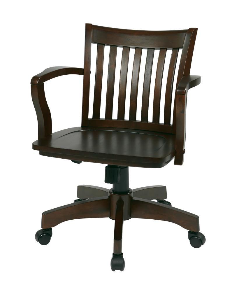OSP Home Furnishings Deluxe Wood Bankers Chair with Wood Seat in Espresso Wood Finish