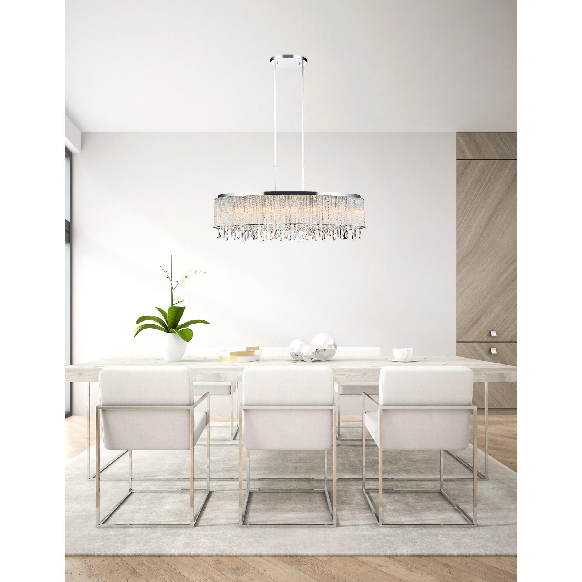 CWI Lighting Benson 7 Light Drum Shade Metal Chandelier in Chrome