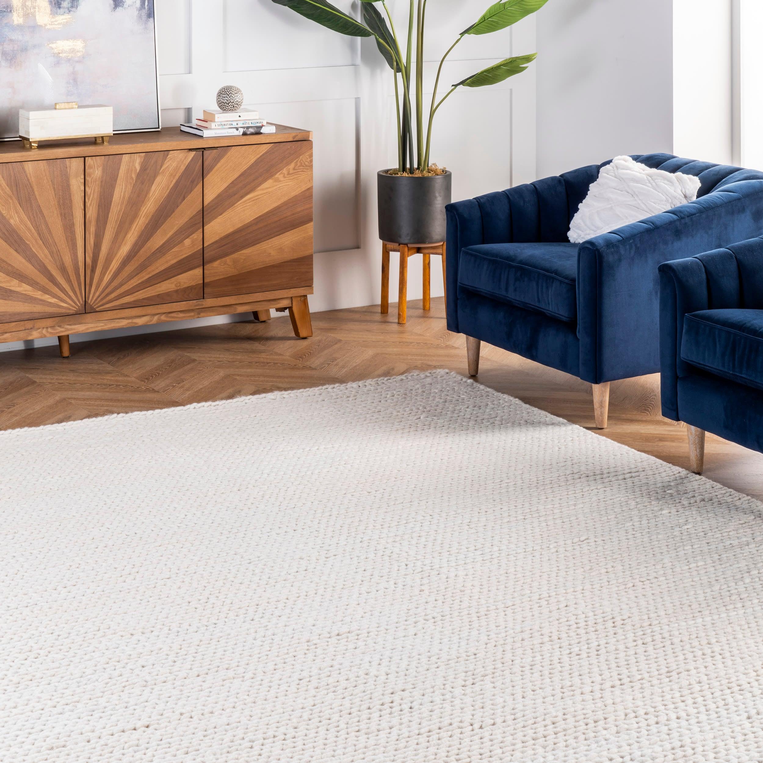 nuLOOM Penelope Braided Wool Off White 6' x 9' Farmhouse Area Rug