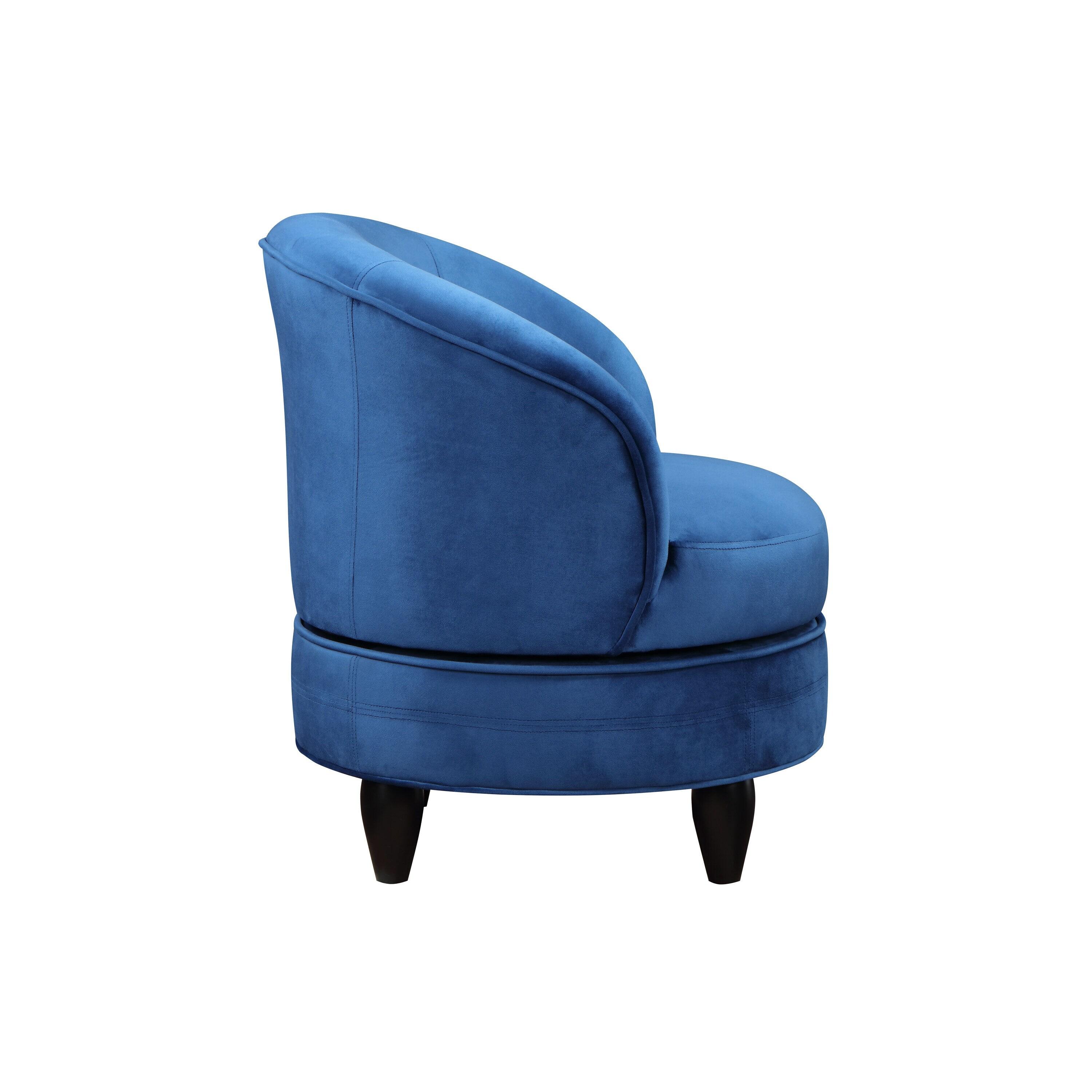 Sophia Velvet Swivel Accent Chair Blue - Steve Silver Co.: Transitional, Armless, 360° Base