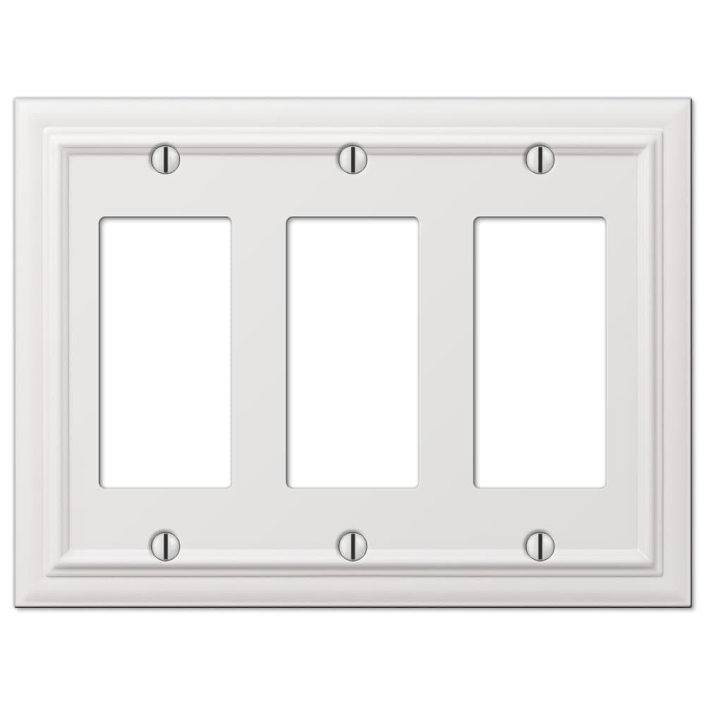 Amerelle 94RRRW Continental Wallplate, 3 Rocker, Cast Metal, White, 1-Pack