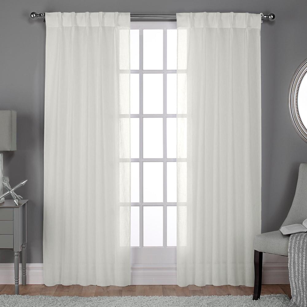 Set of 2 (96"x50") Belgian Pinch Pleats Sheer Window Curtain Panel Ivory - Exclusive Home