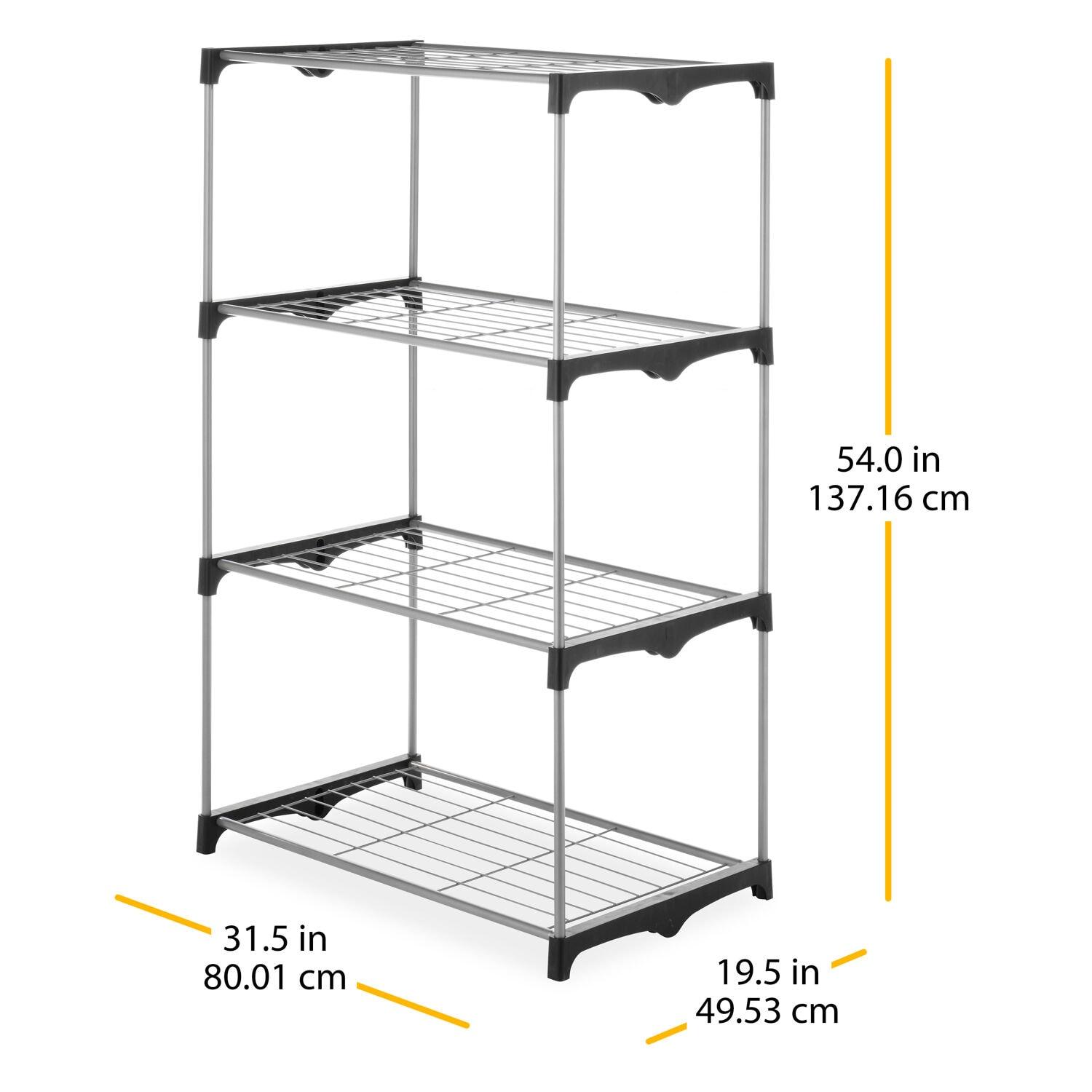 Whitmor 4-Tier Freestanding Metal Shelf Tower Closet System, Black & Silver