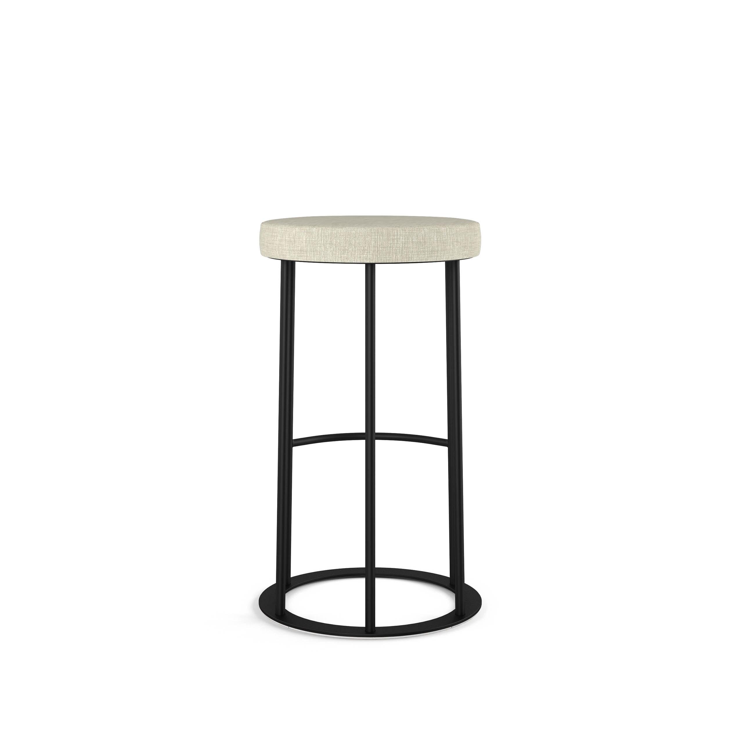 Sleek Modern 26'' Backless Counter Stool in Beige and Black Metal