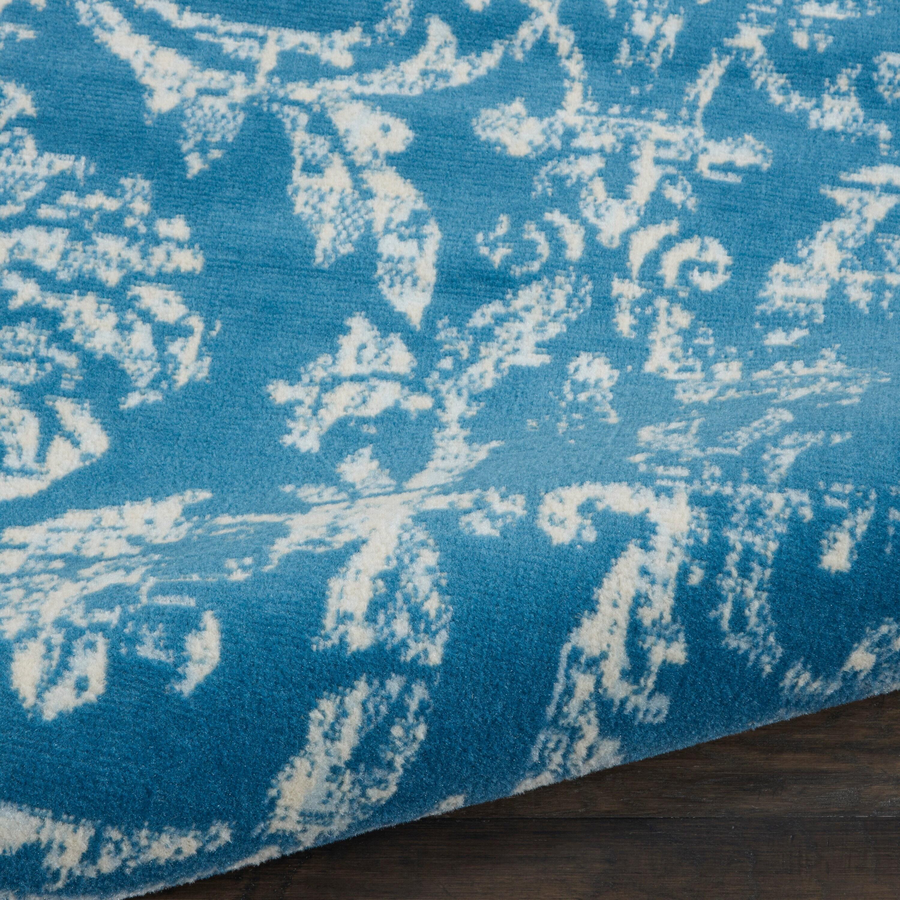 Nourison Jubilant 2' x 4' Blue Area Rug Farmhouse Vintage Damask by Nourison