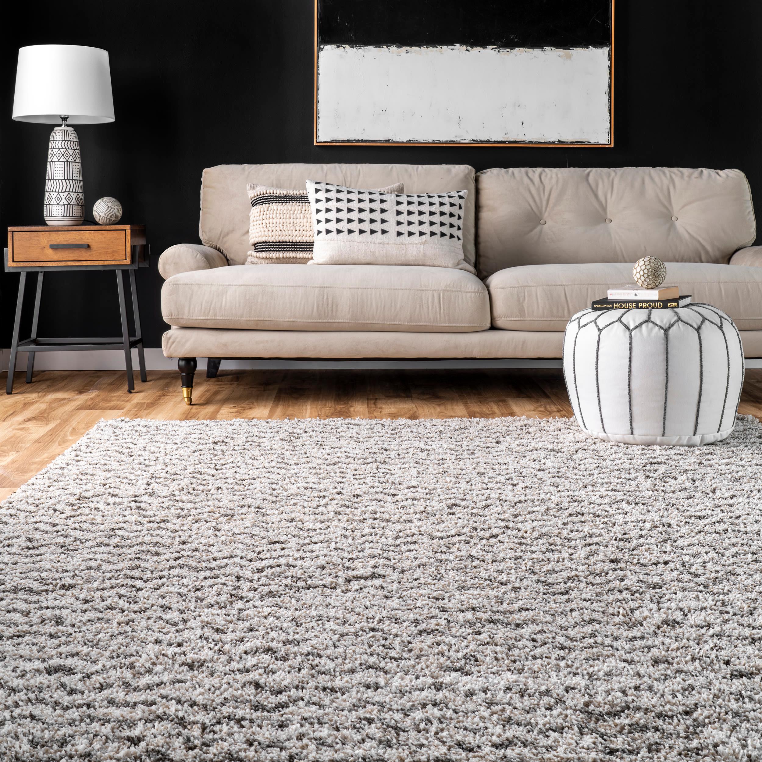 Cuellar Chevron Shag Ivory 9 ft. x 12 ft. Area Rug