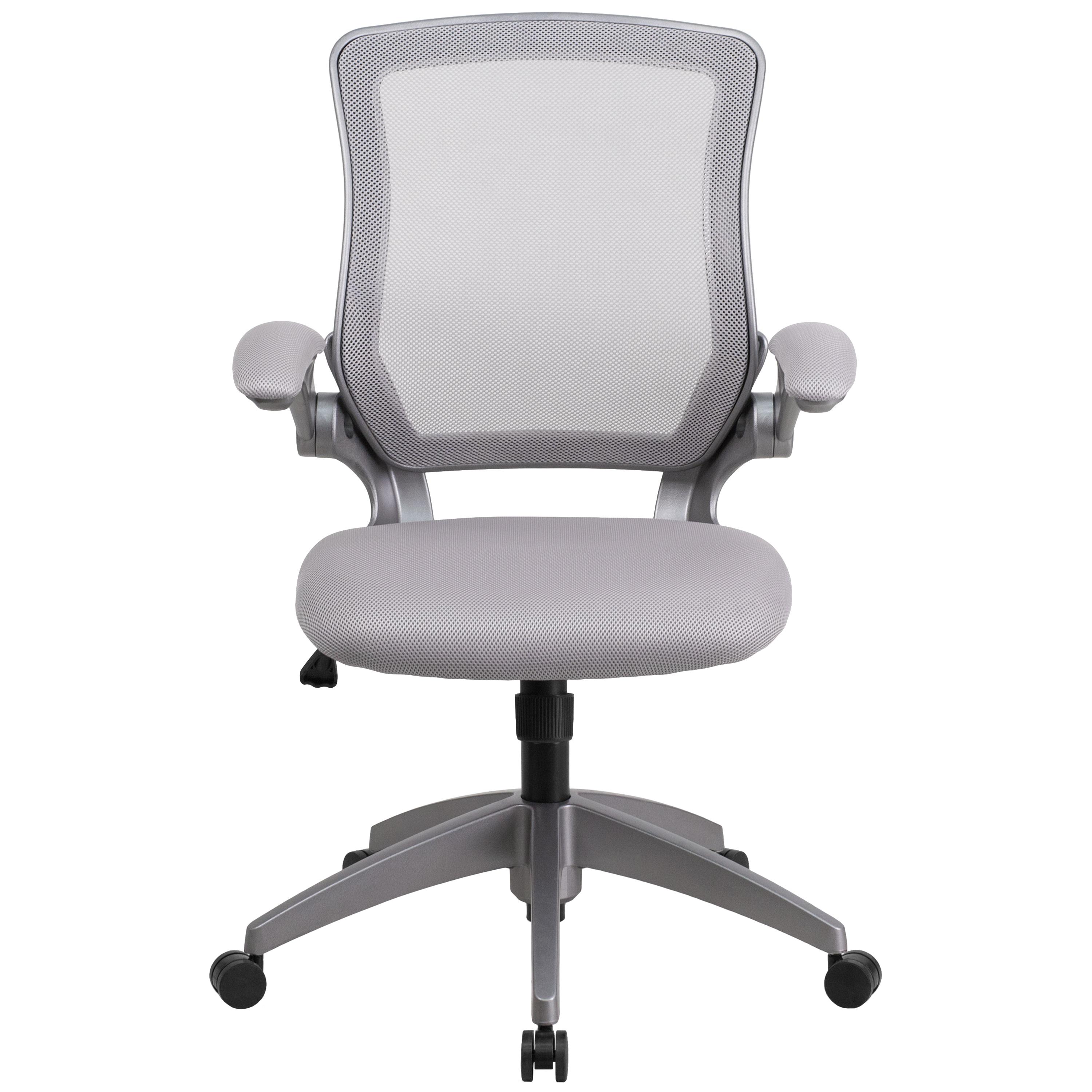Flash Furniture Mid-Back Gray Mesh Swivel Ergonomic Task Office Chair with Gray Frame and Flip-Up Arms