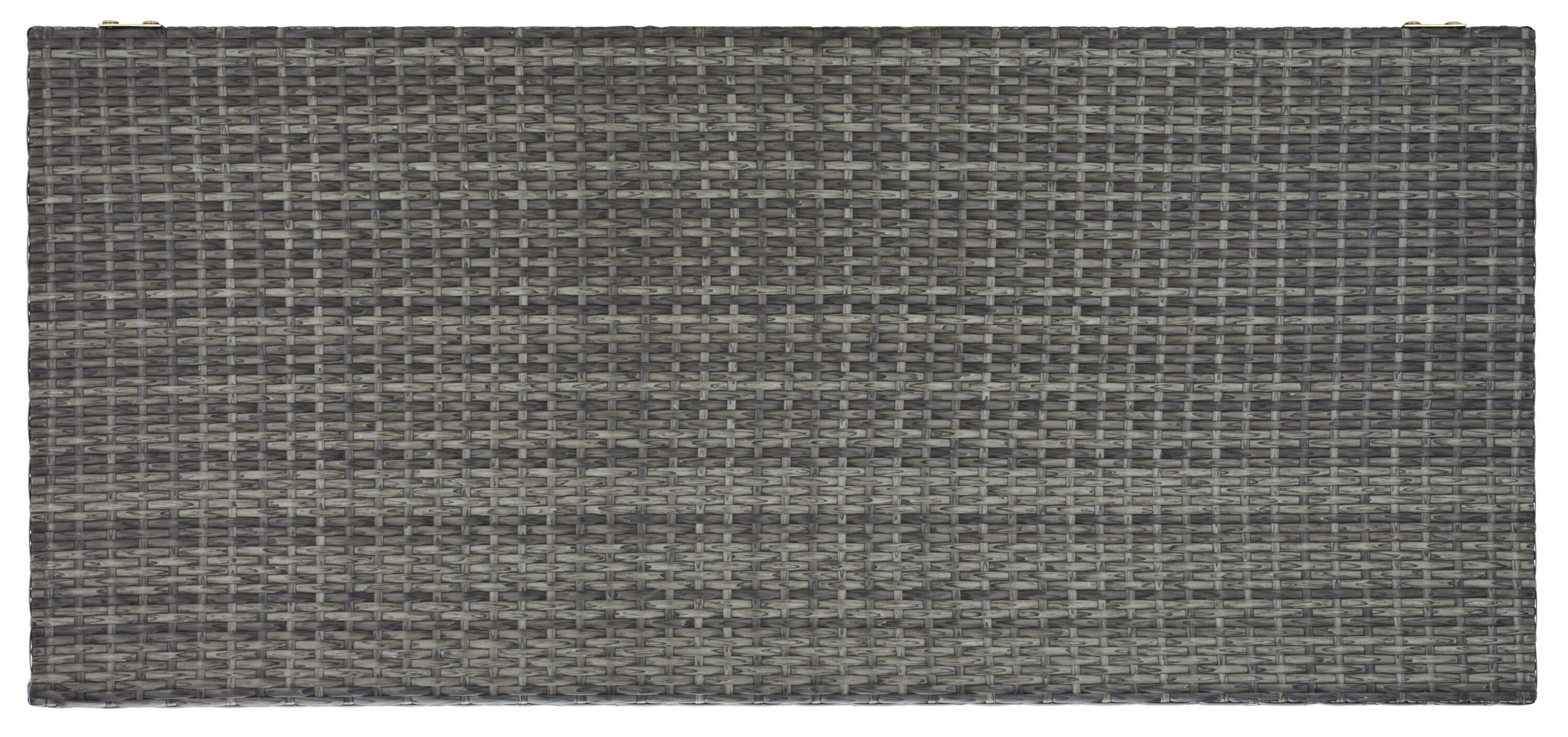 Oliveira Outdoor Cushion Deck Box - Grey Brown/White Cushion - Safavieh