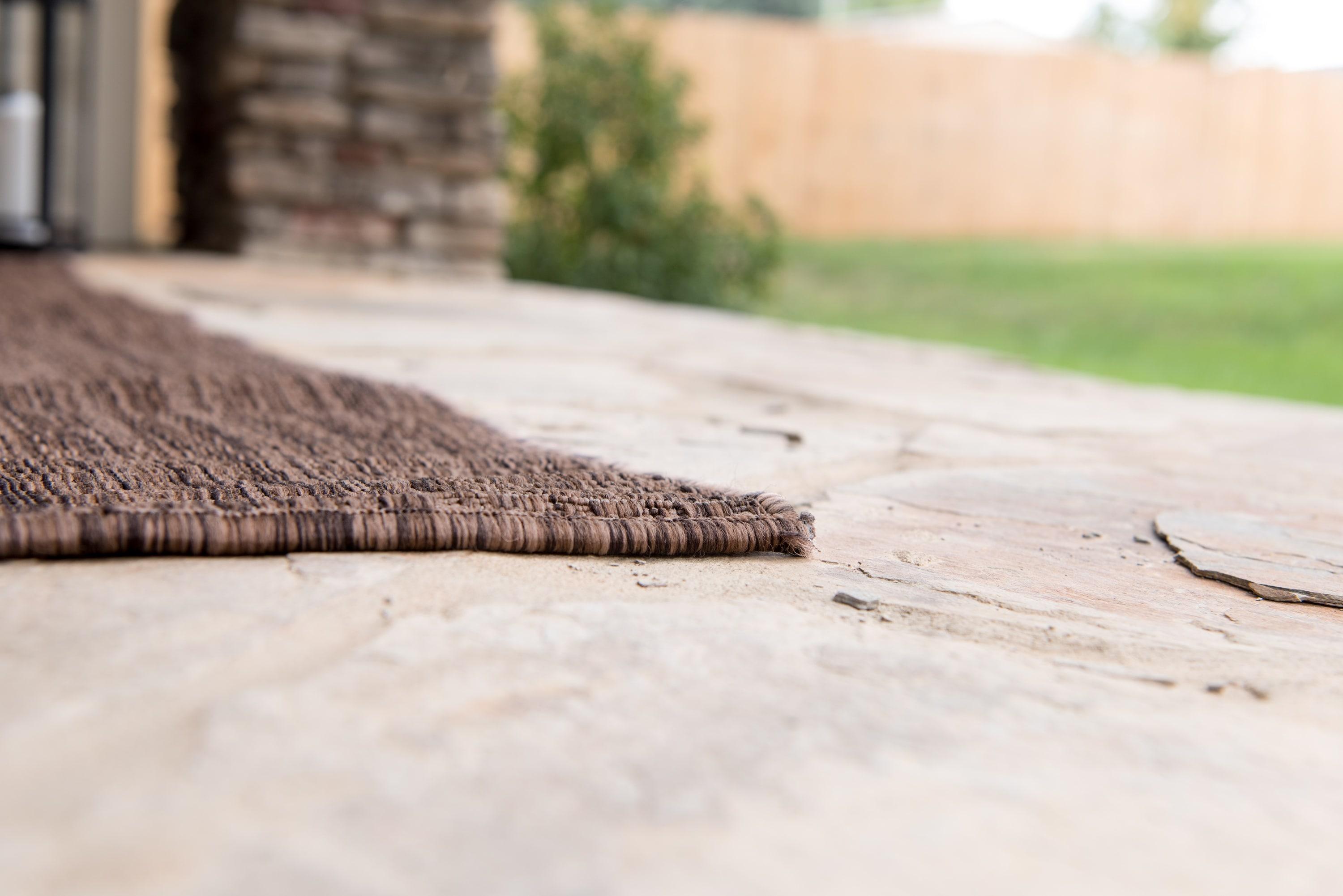 Unique Loom 7' 1 x 10' 0 Rectangle Indoor/Outdoor Solid Light Brown Area Rug