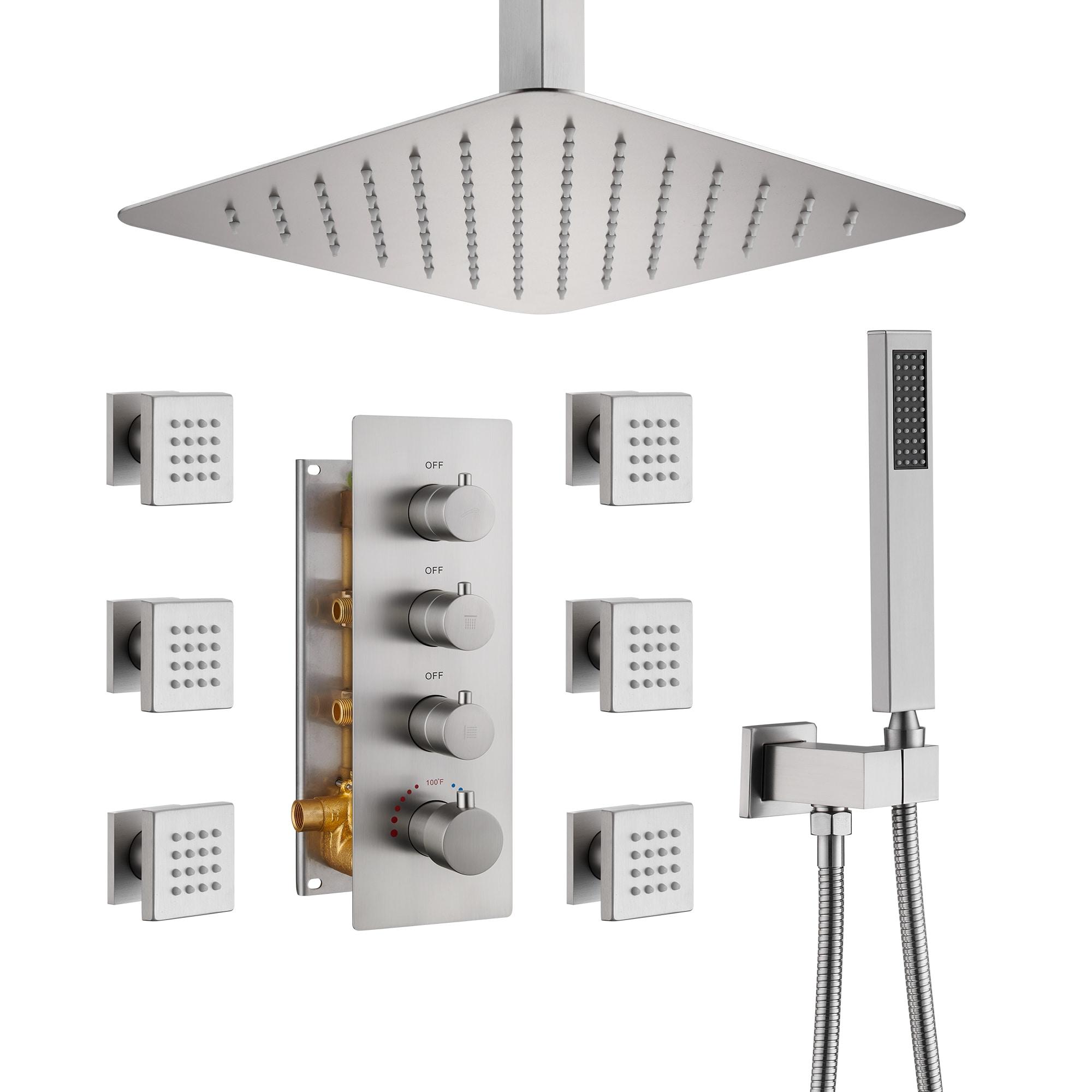 Herathena 3 Functions Ceiling Mounted Luxury Shower System with 6 Body Jets (Rough-in Valve Included)