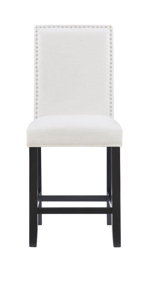 Linon 24" Stewart Padded Back and Seat Faux Leather Upholstered Counter Height Barstool - Glitz White: Elegant Nailhead Trim, Wood Legs