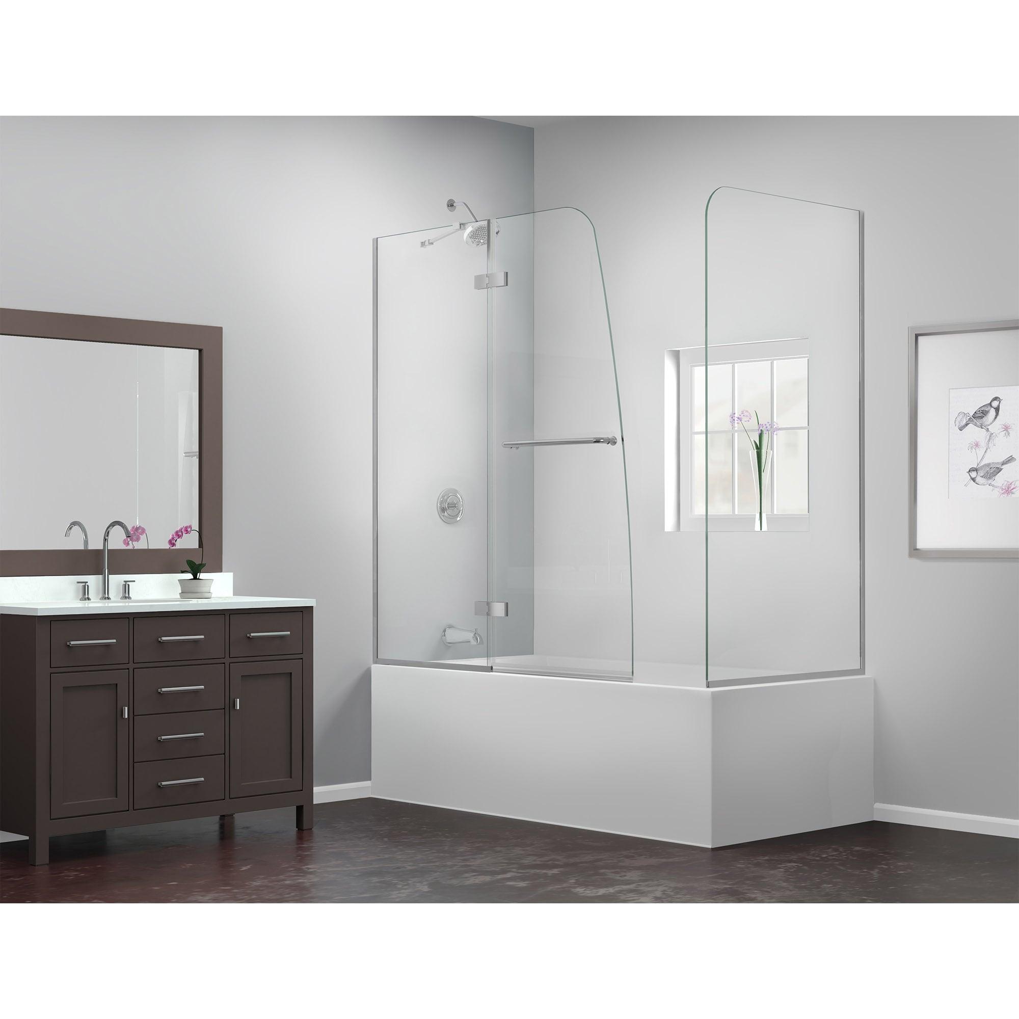 Aqua Ultra 57 "W x 58" H Semi-Frameless Tub Door with Return Panel