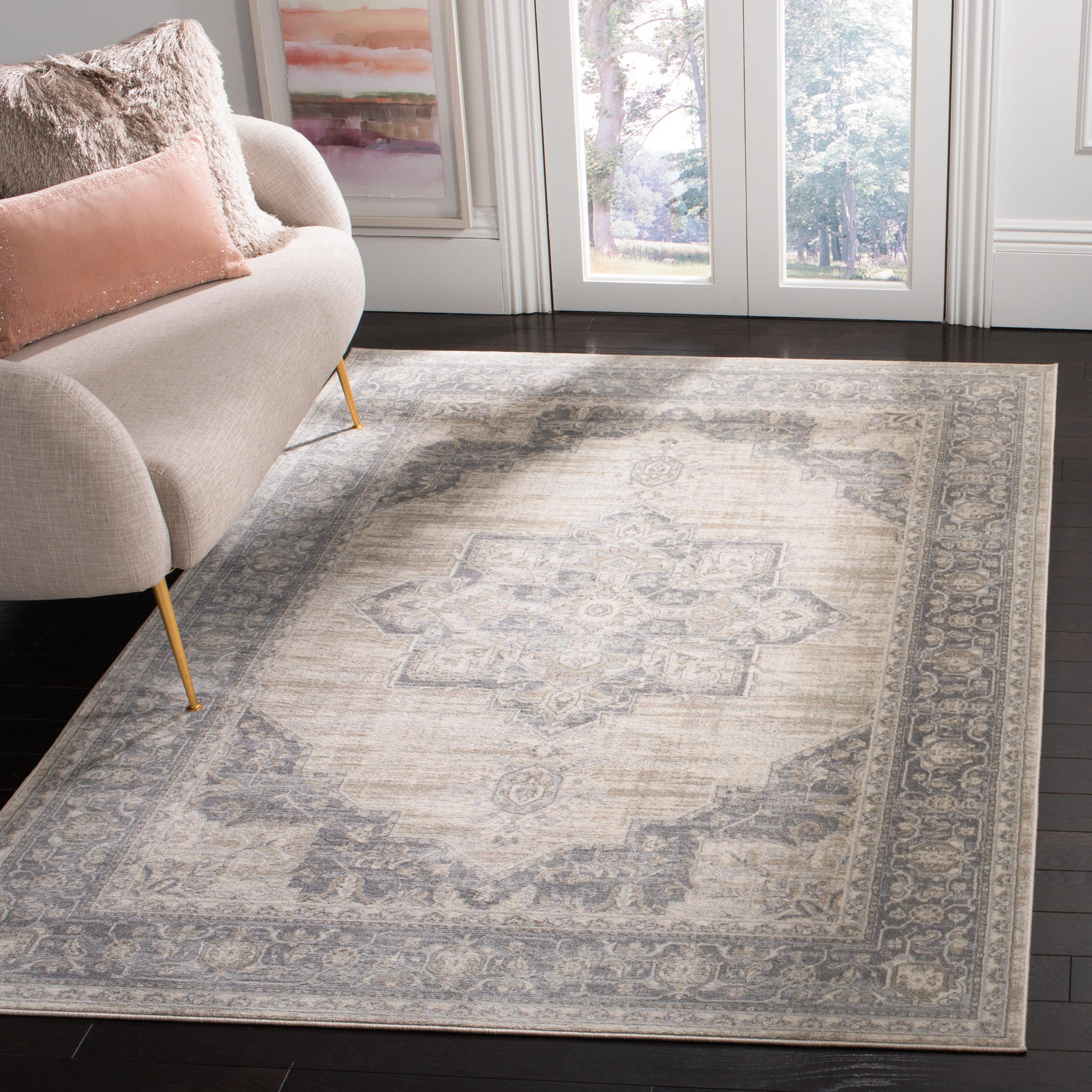 Brentwood BNT865 Power Loomed Indoor Area Rug - Cream/Grey - 8'x8' - Safavieh