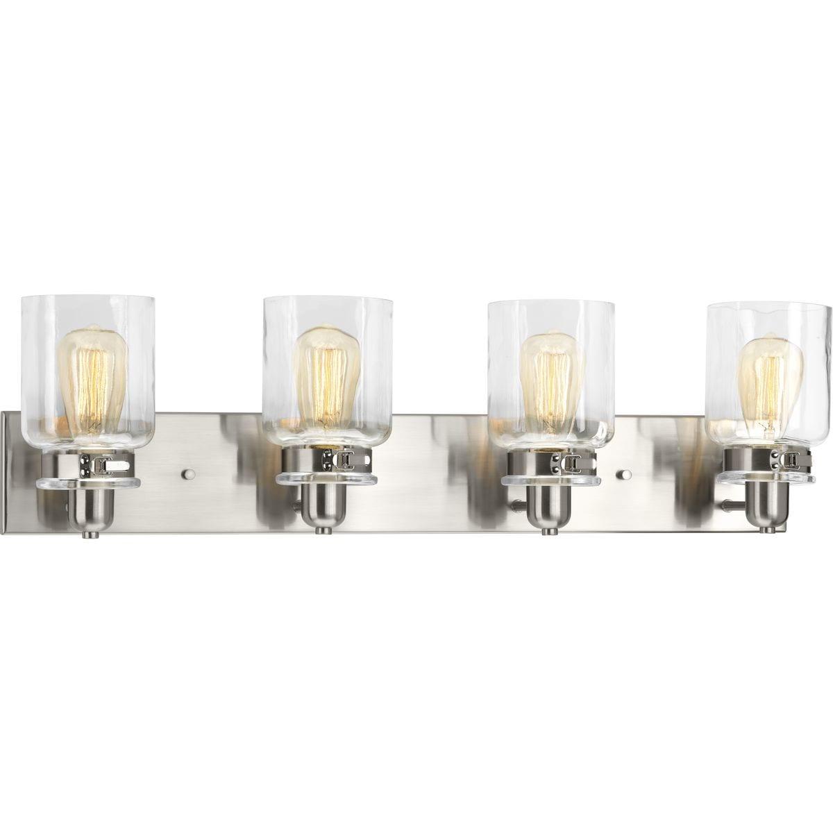 Progress Lighting Calhoun 4-Light Bath Vanity, Brushed Nickel, Clear Glass Shade