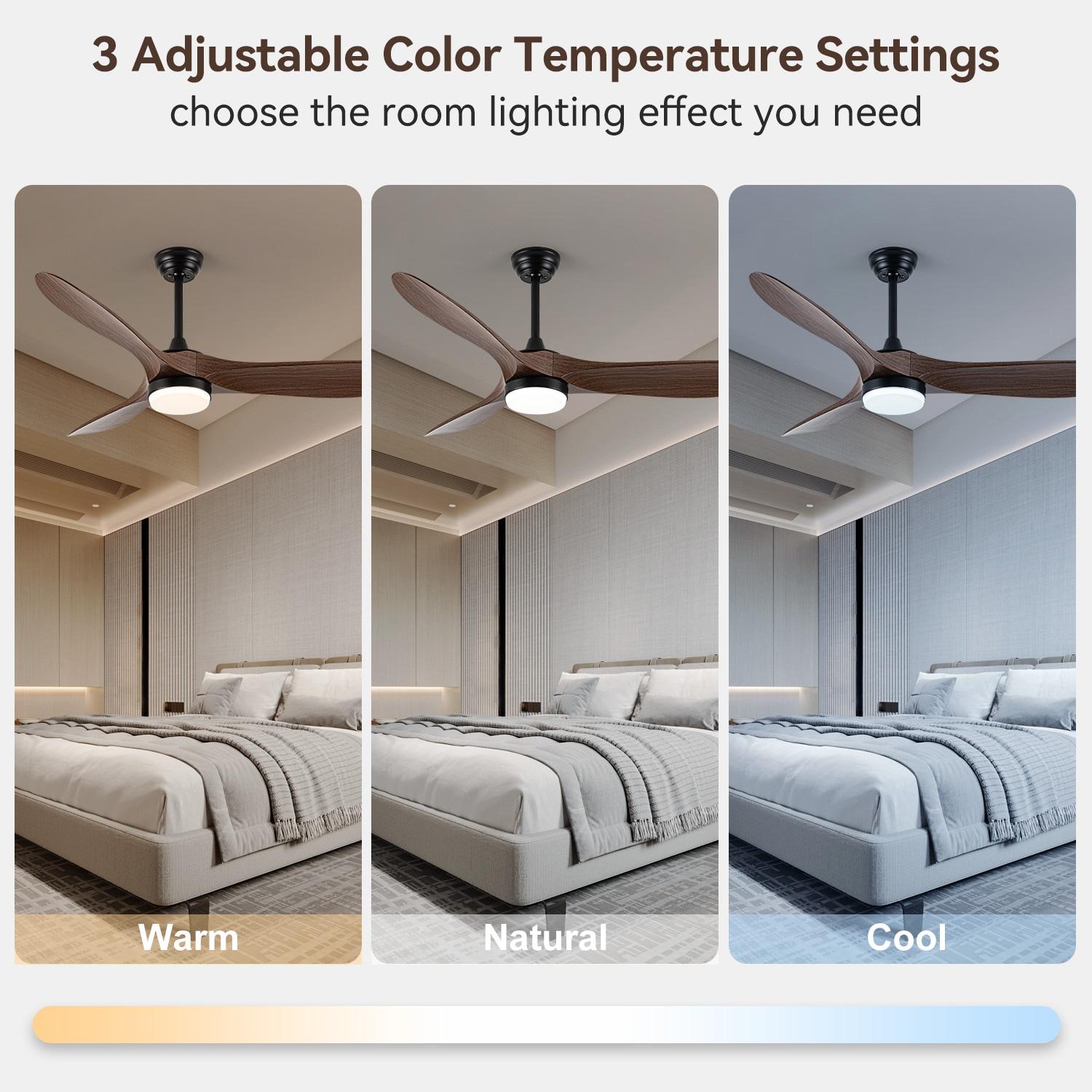 Simple Deluxe 44" Ceiling Fans with Lights and Remote, Outdoor Ceiling Fans for Patios with Light, Easy to Install Ceiling Fan with Reversible Motor and Wooden Blade for All Seasons