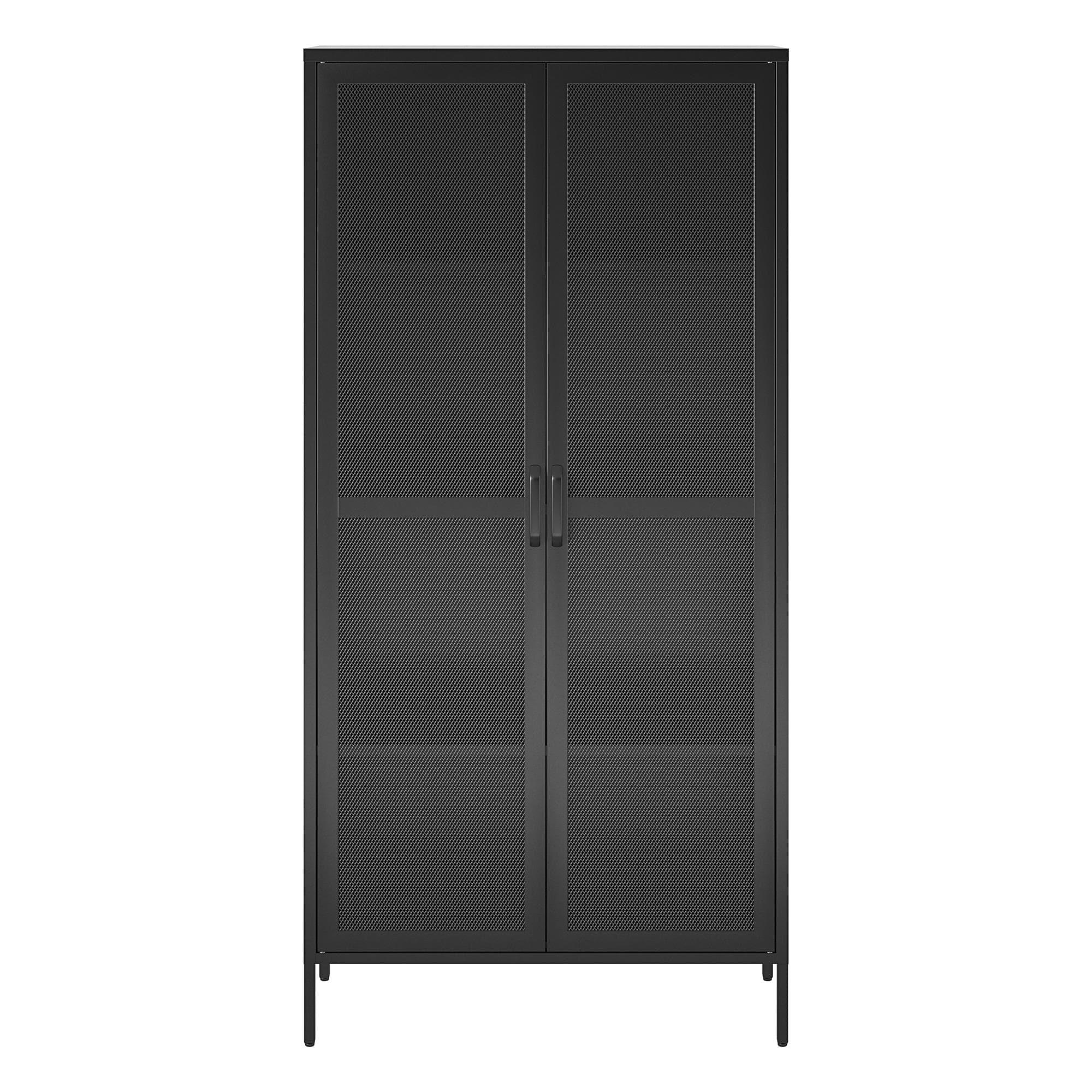 Black Tall Metal Freestanding Storage Cabinet with Adjustable Shelving