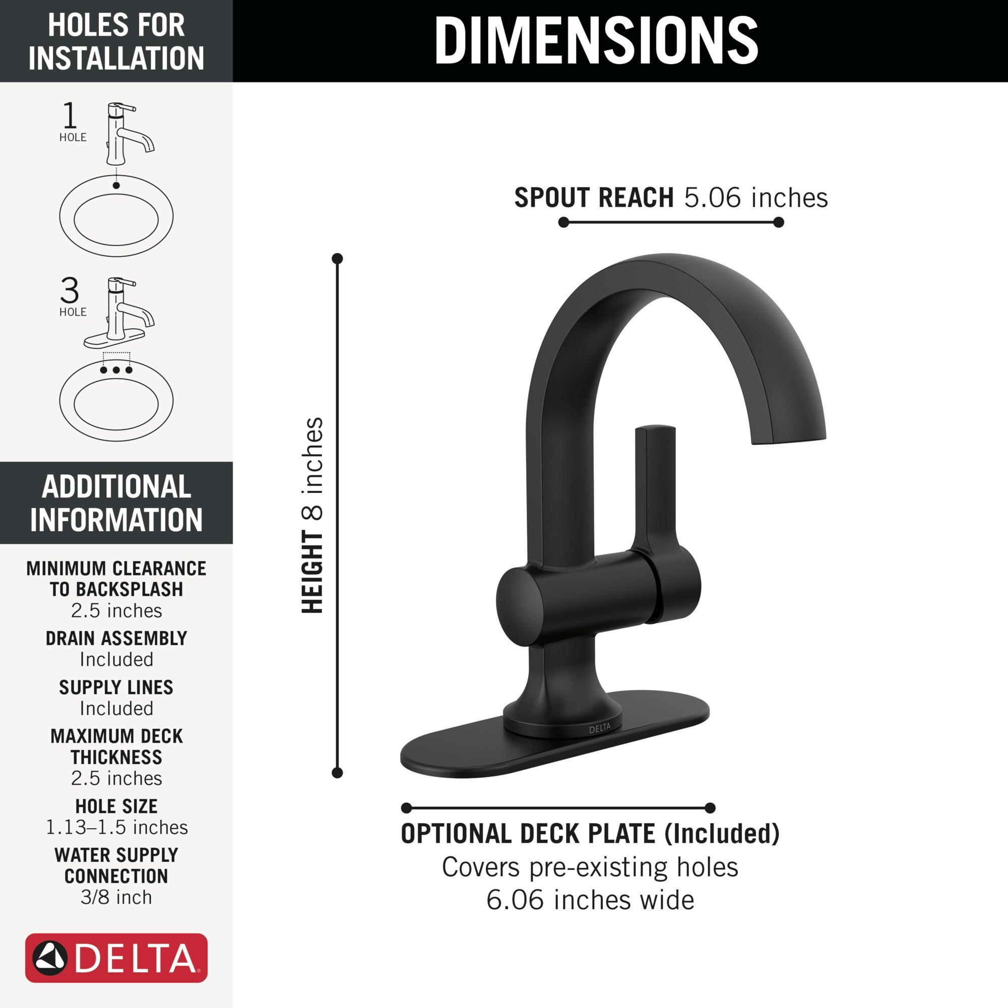 Albion Single Hole Bathroom Faucet with Drain Assembly, Single Handle Bathroom Sink