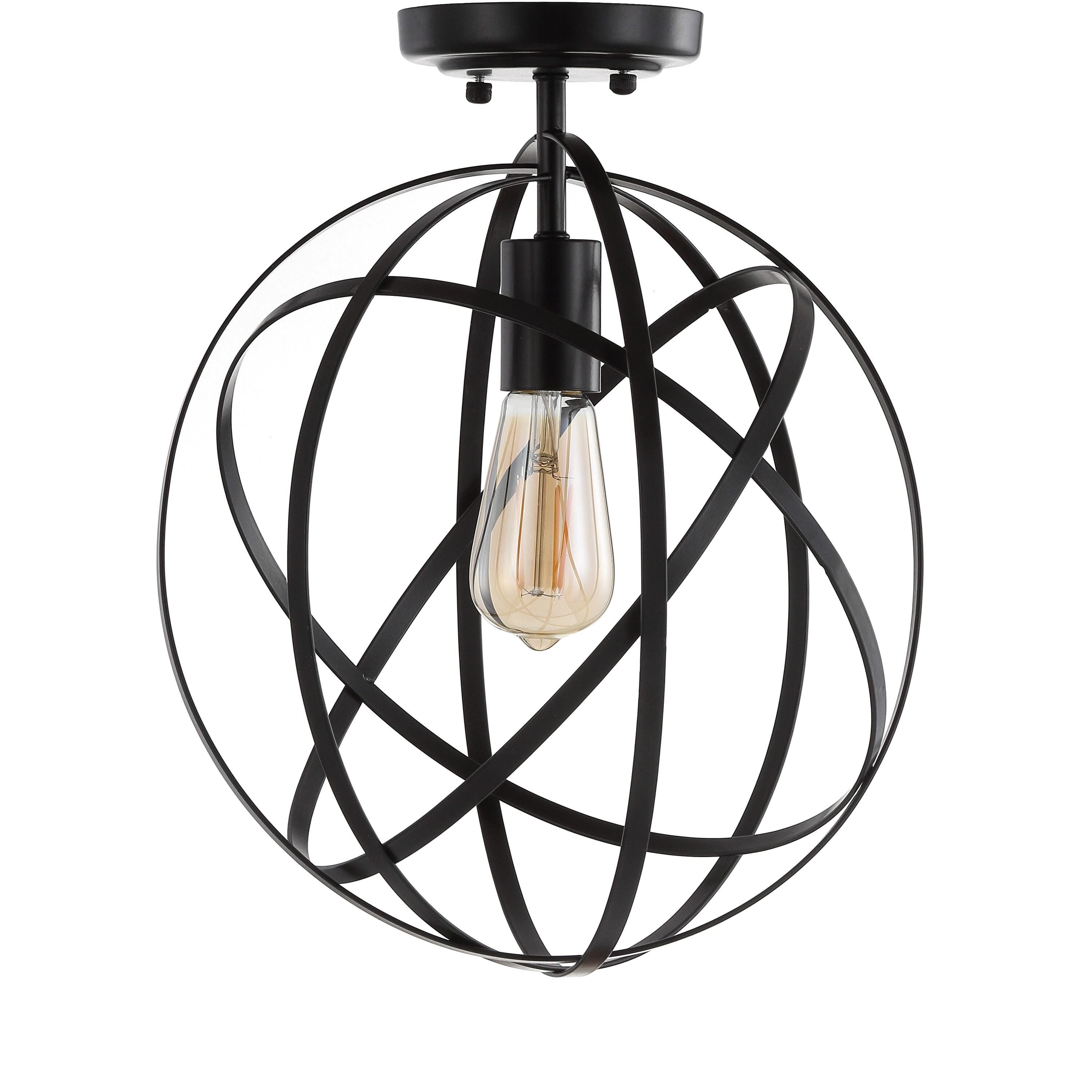 JONATHAN  Y Alma 13" Metal Orb Contemporary 1 -Light 13-in Polished Bronze Semi Flush Mount Light