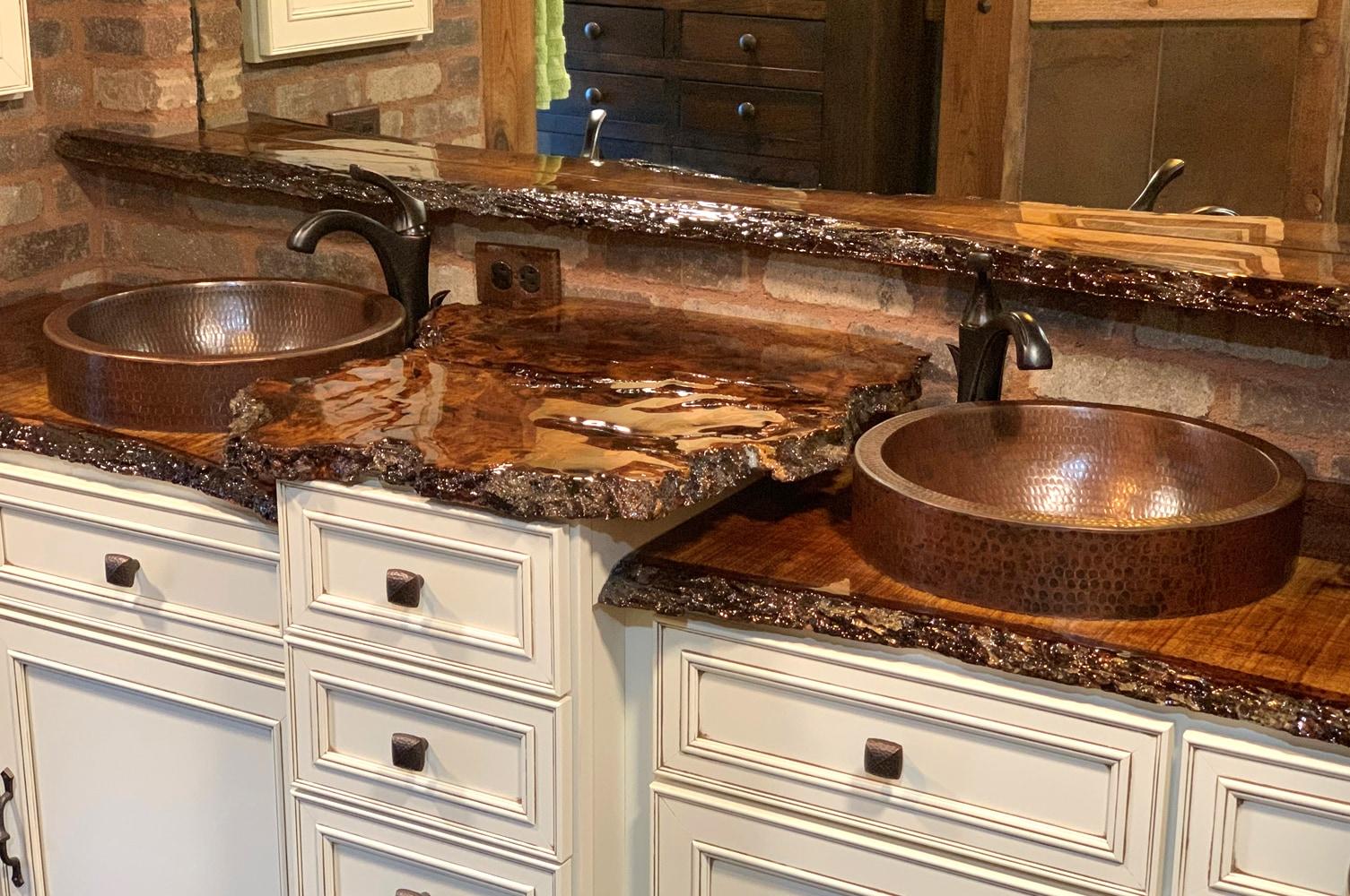 15" Small Round Skirted Vessel Hammered Copper Sink