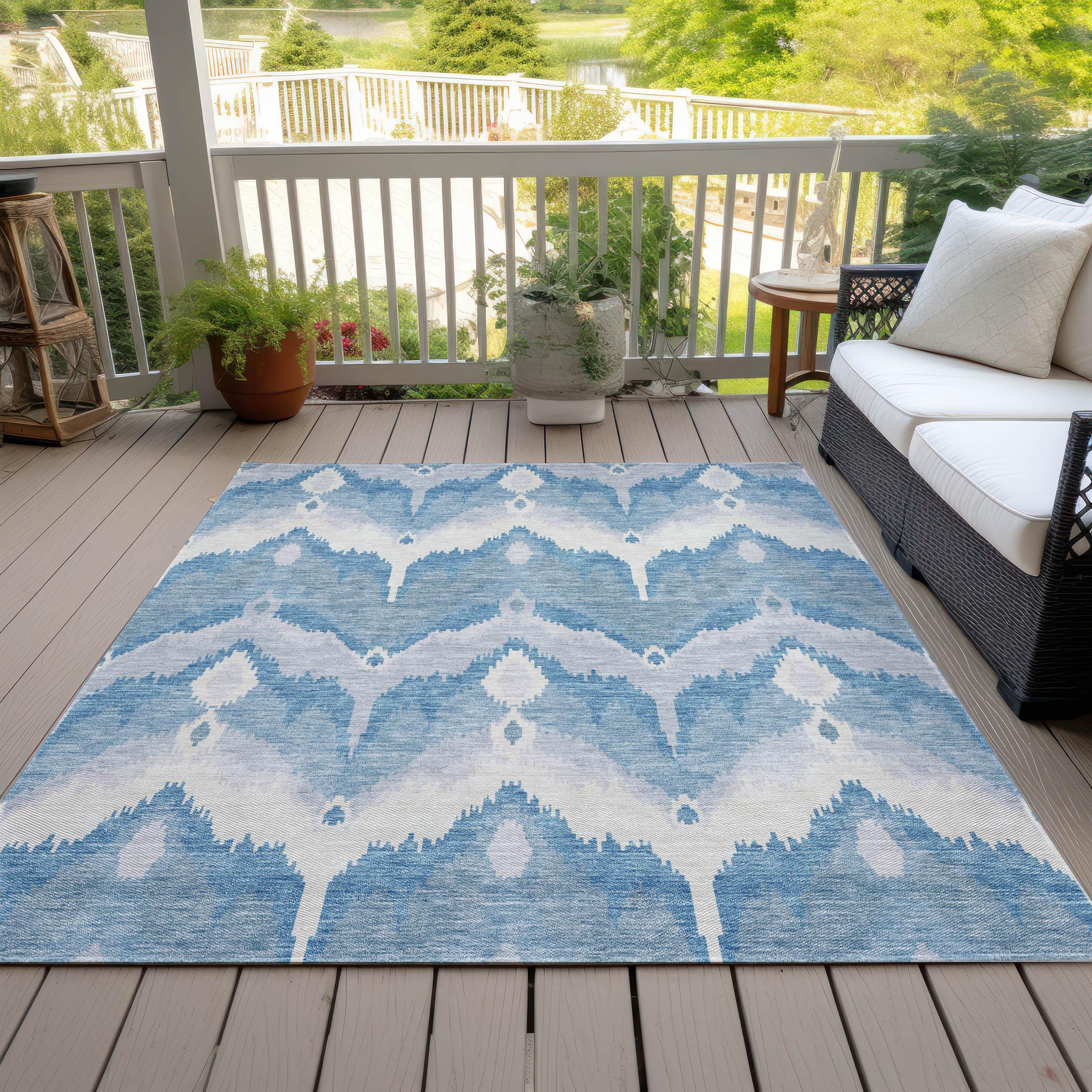 Addison Rugs Machine Washable Indoor/ Outdoor Chantille Boho Ikat Rug Denim - 3' x 5'