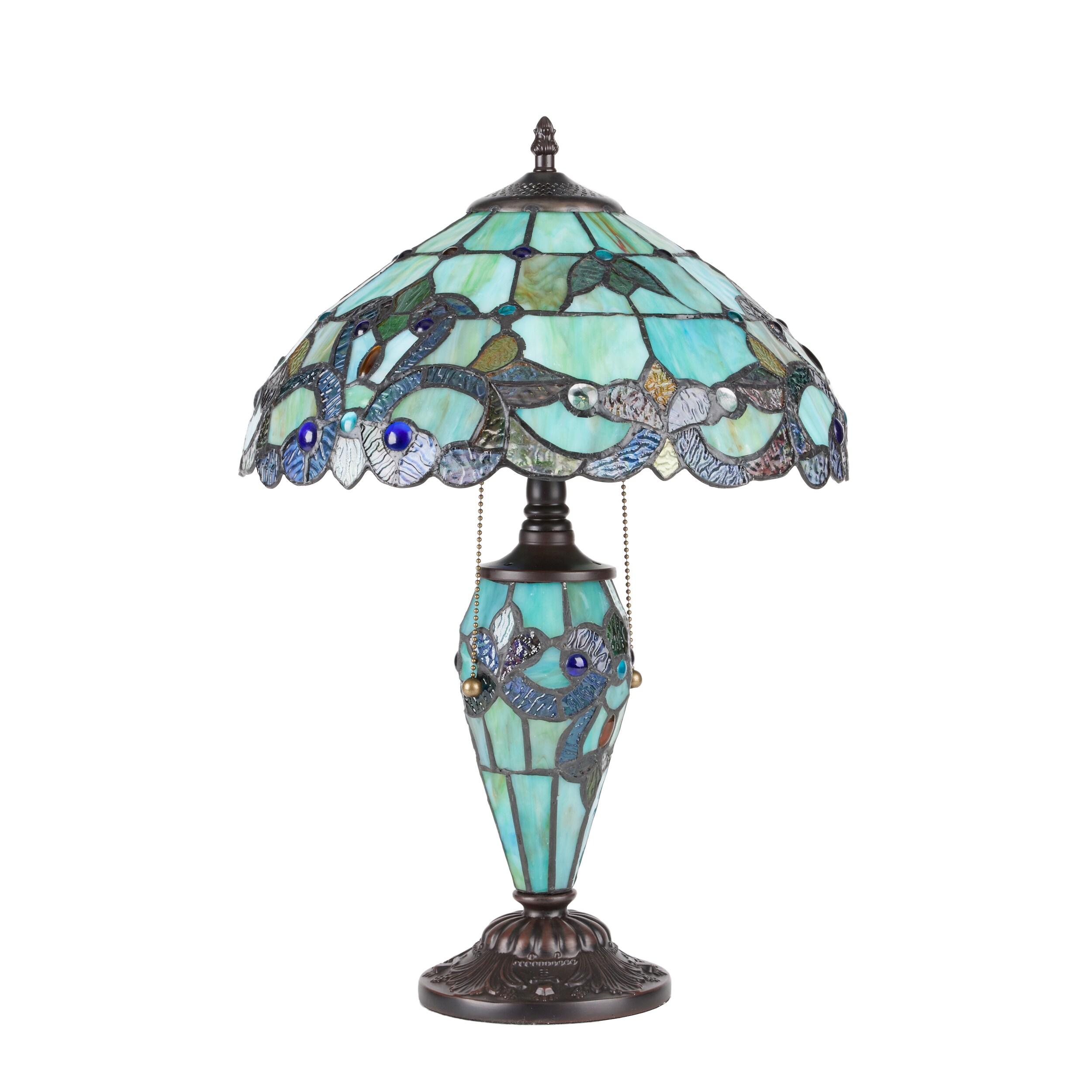Harlow 20" Green Stained Glass Dome Accent Lamp