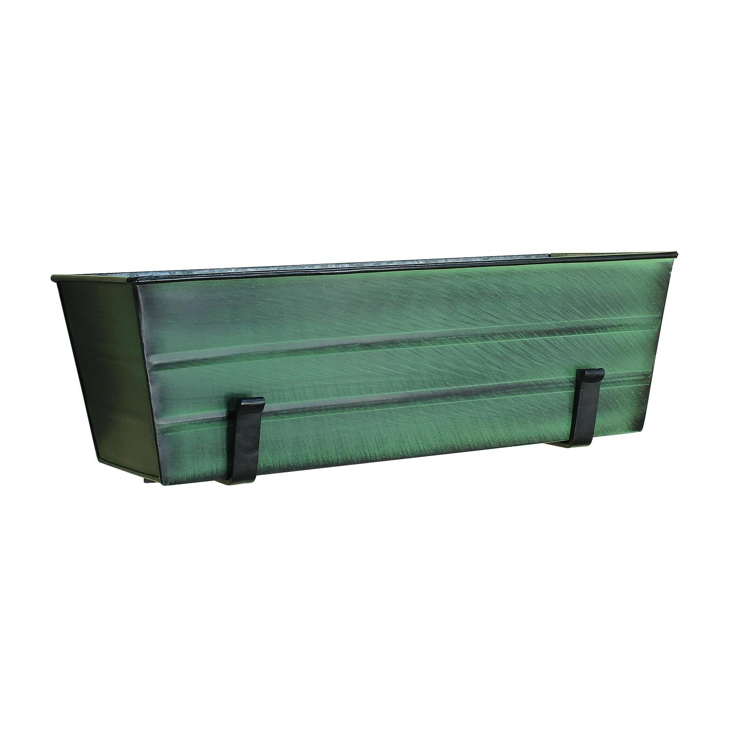 Achla  Flower Box with Wall Brackets, Green - Medium