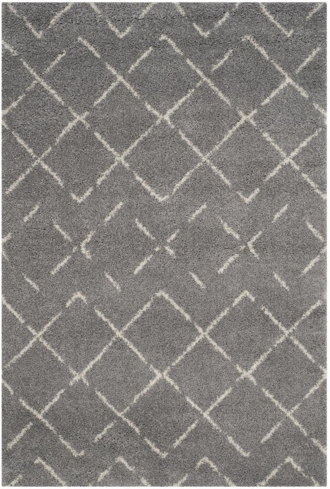 Arizona Shag ASG743 Power Loomed Indoor Area Rug - Grey/Ivory - 4'x6' - Safavieh
