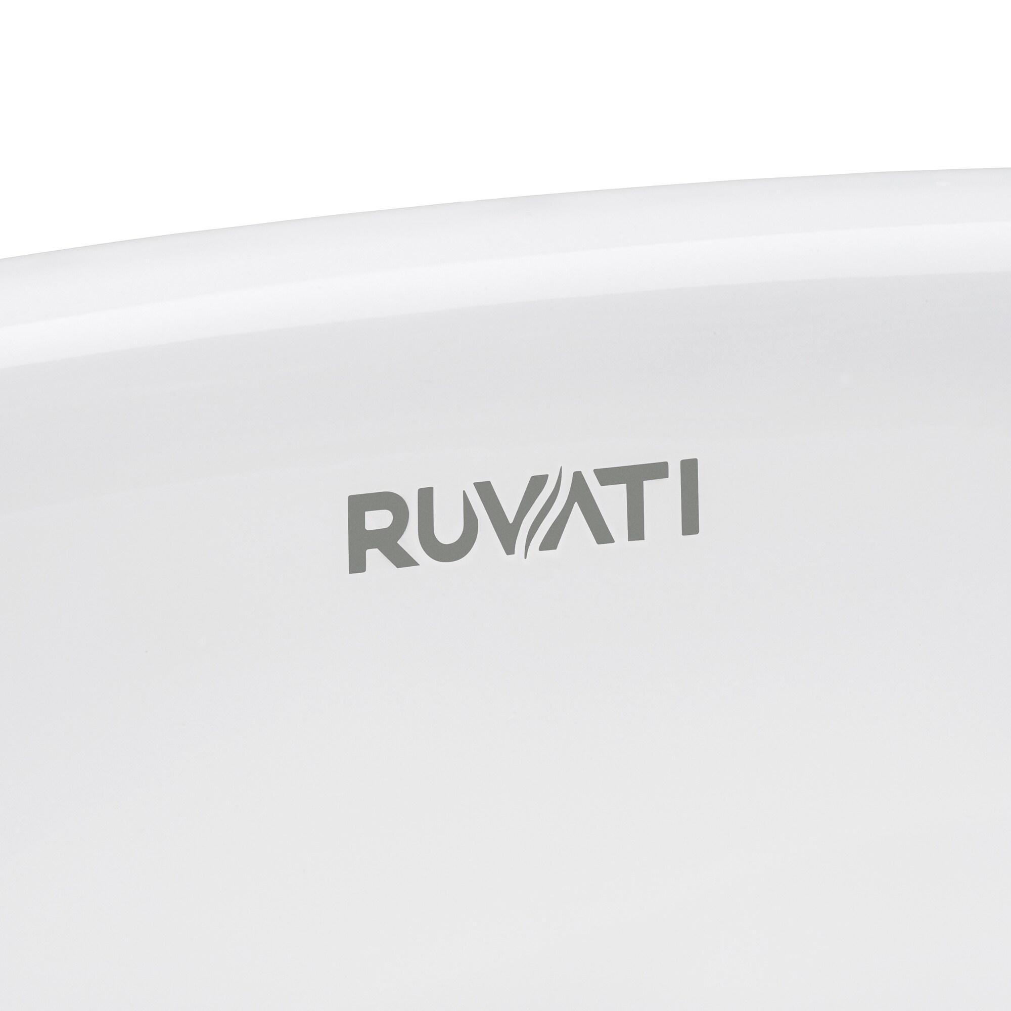 Ruvati 14 inch Bathroom Vessel Sink Round Gold Decorative Art Above Vanity Counter White Ceramic