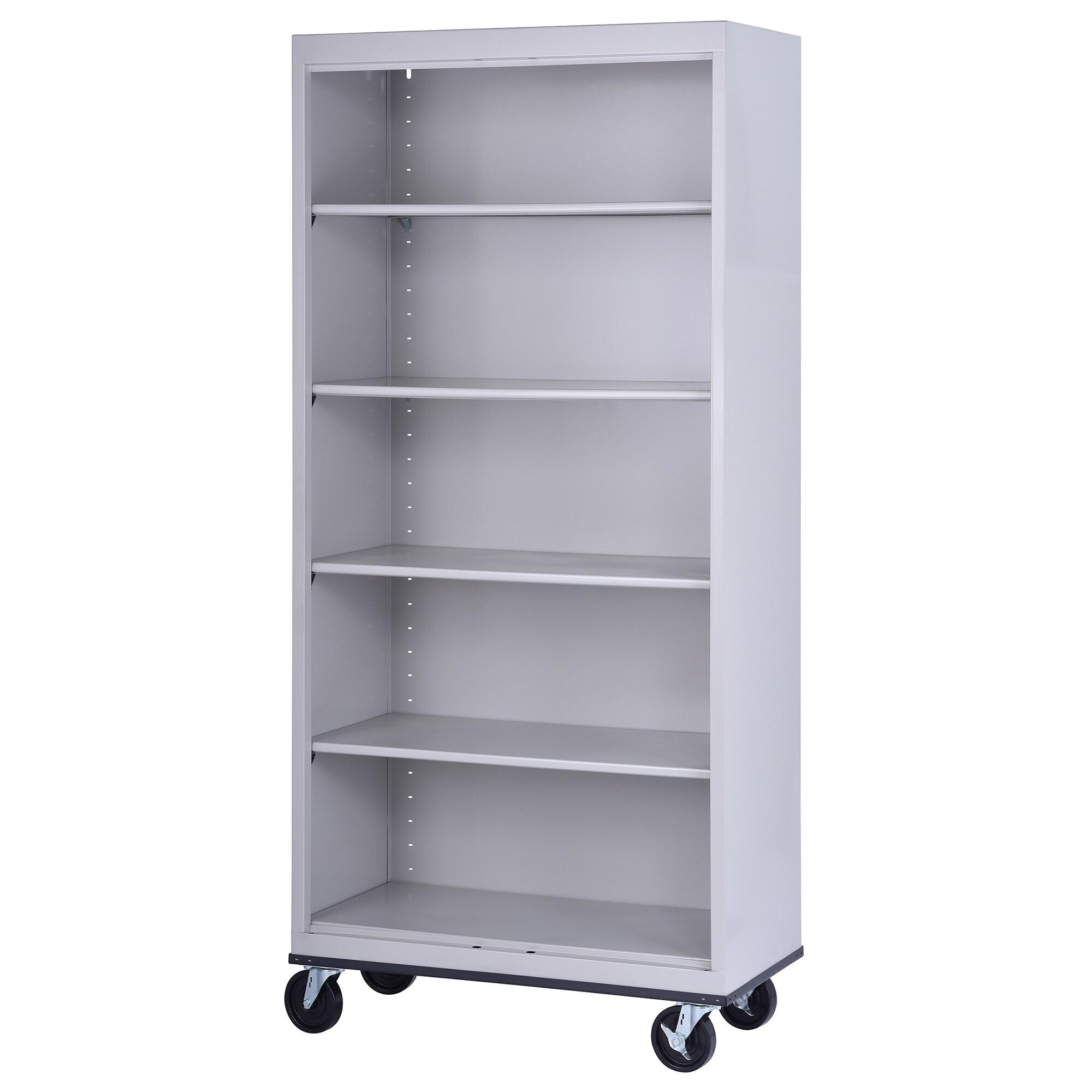 Sandusky Lee 36" W x 18" D x 78" H Steel Mobile Bookcase with 4 Adjustable Shelves by Sandusky